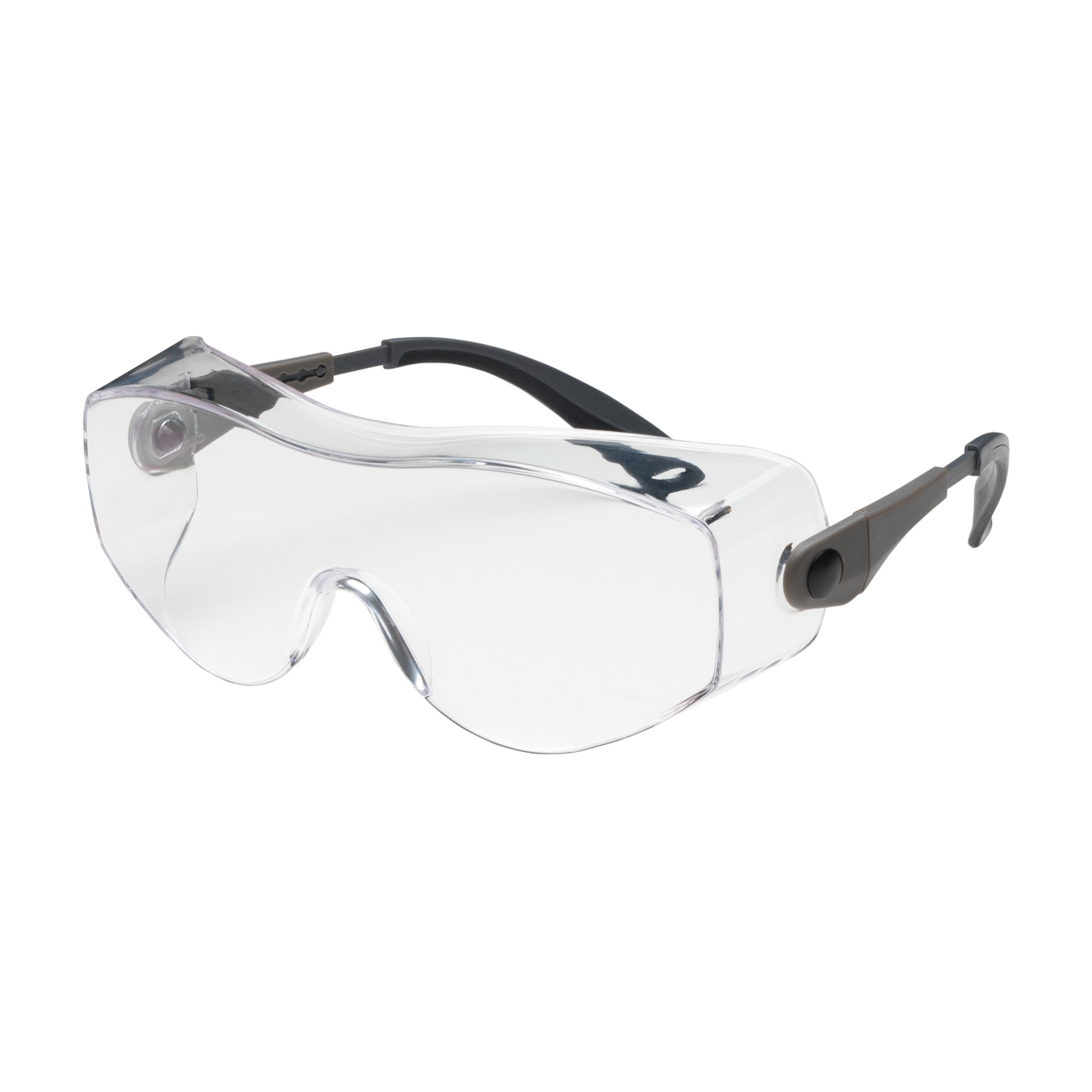 OTG RIMLESS SAFETY GLASSES WITH BLACK / GRAY TEMPLE AND CLEAR LENS