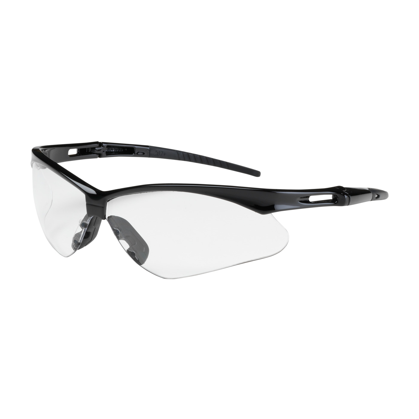SEMI-RIMLESS SAFETY GLASSES WITH BLACK FRAME, CLEAR LENS AND ANTI-SCRATCH COATING