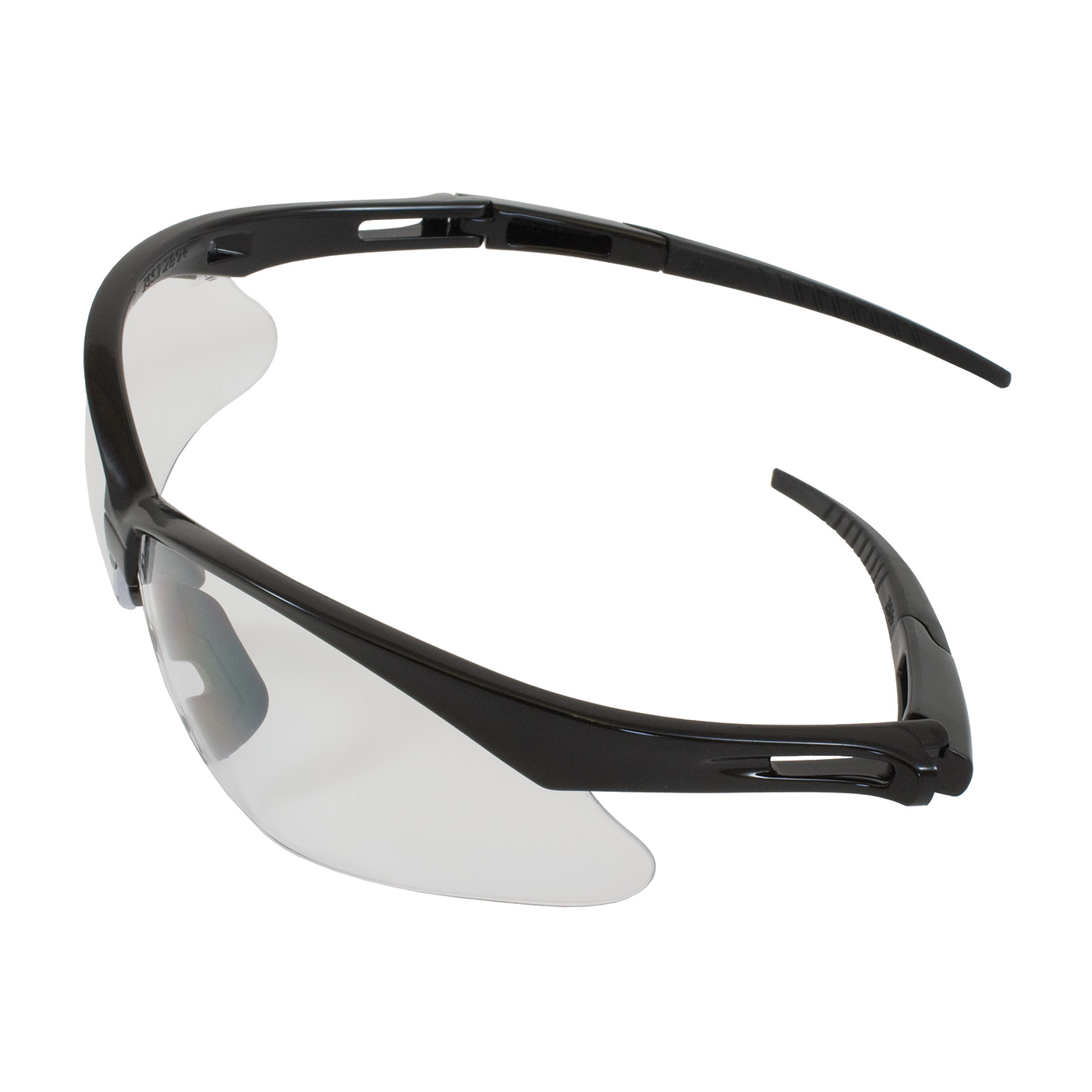 SEMI-RIMLESS SAFETY GLASSES WITH BLACK FRAME, CLEAR LENS AND ANTI-SCRATCH COATING