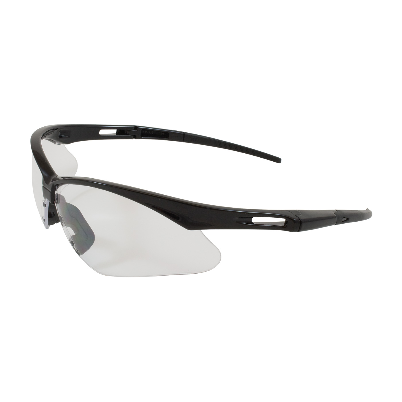 SEMI-RIMLESS SAFETY GLASSES WITH BLACK FRAME, CLEAR LENS AND ANTI-SCRATCH COATING