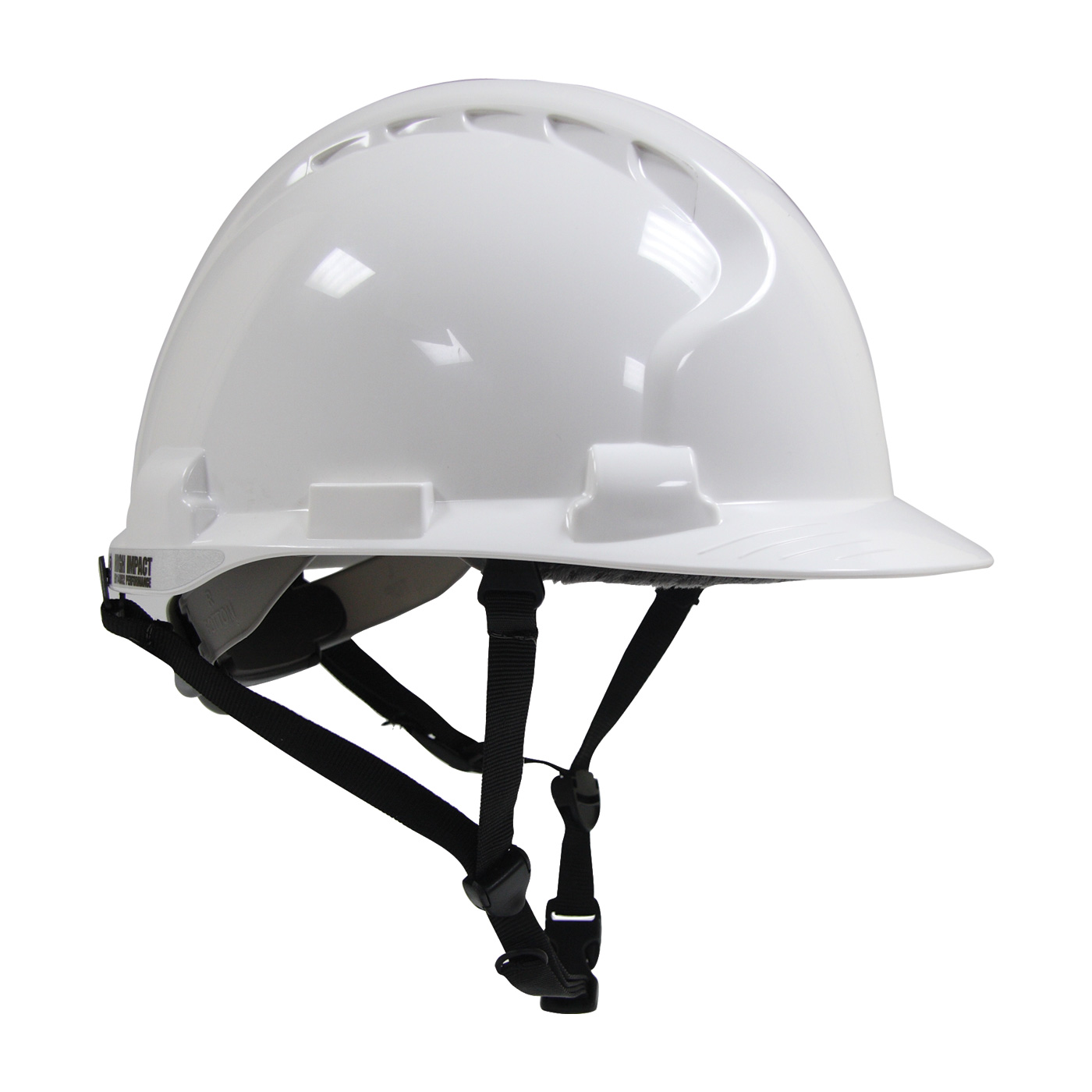 TYPE II LINESMAN HARD HAT WITH HDPE SHELL, EPS IMPACT LINER, POLYESTER SUSPENSION, WHEEL RATCHET ADJUSTMENT AND 4-POINT CHIN STRAP