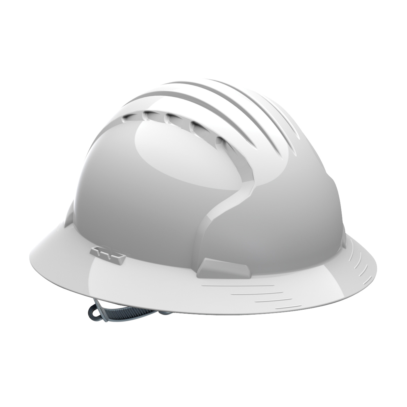 FULL BRIM HARD HAT WITH HDPE SHELL, 6-POINT POLYESTER SUSPENSION AND SLIP RATCHET ADJUSTMENT
