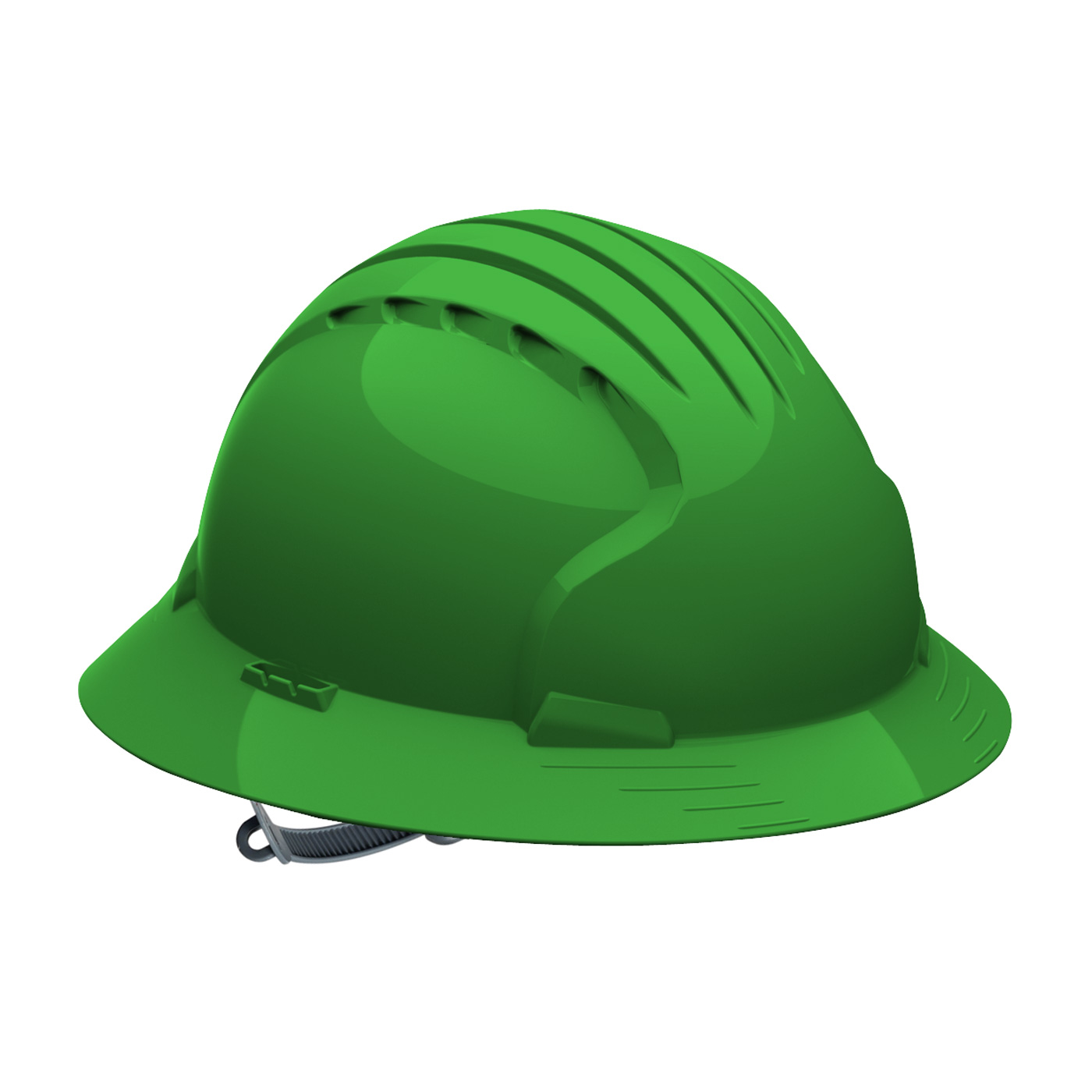 FULL BRIM HARD HAT WITH HDPE SHELL, 6-POINT POLYESTER SUSPENSION AND SLIP RATCHET ADJUSTMENT