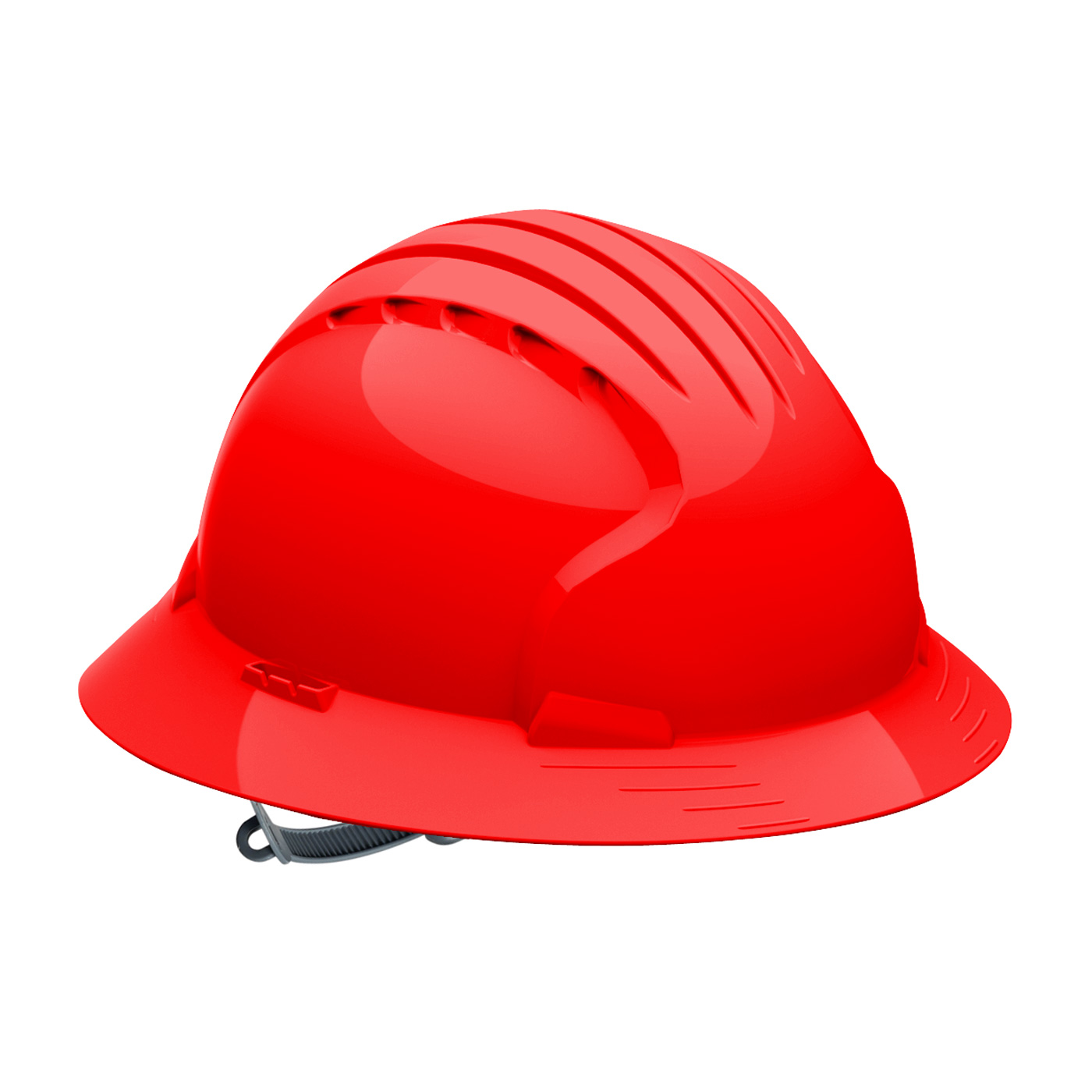 FULL BRIM HARD HAT WITH HDPE SHELL, 6-POINT POLYESTER SUSPENSION AND SLIP RATCHET ADJUSTMENT