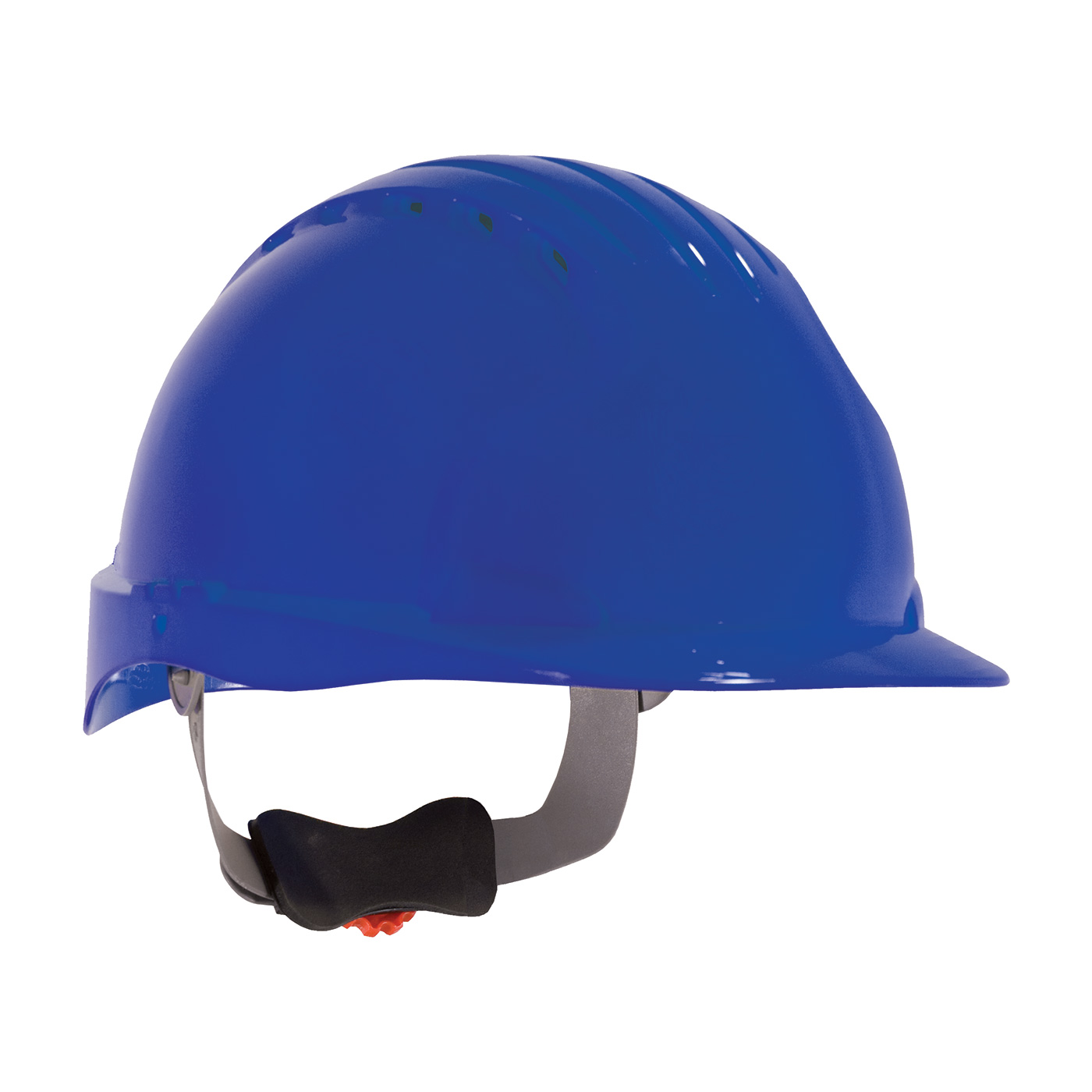 STANDARD BRIM, VENTED HARD HAT WITH HDPE SHELL, 6-POINT POLYESTER SUSPENSION AND WHEEL RATCHET ADJUSTMENT