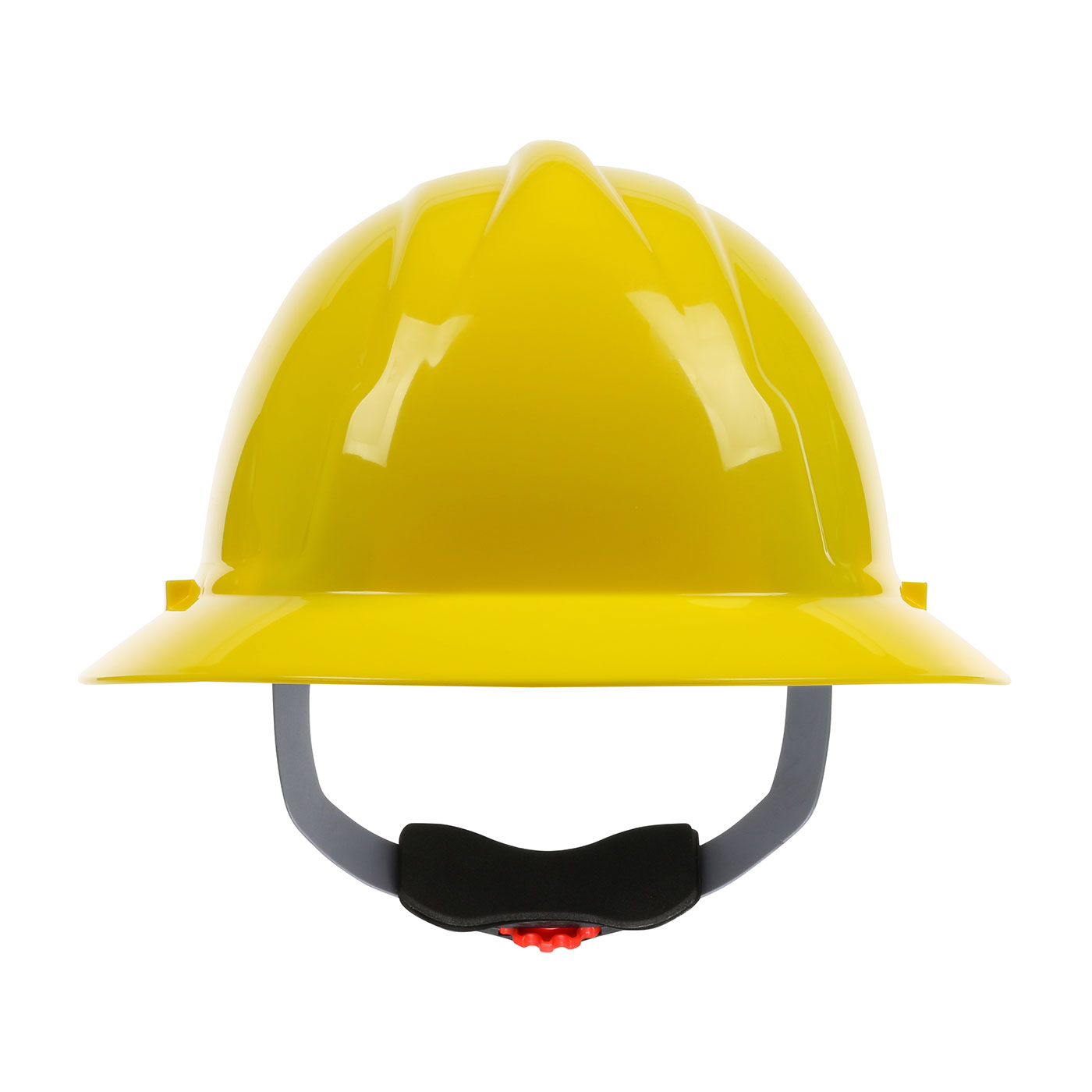 FULL BRIM HARD HAT WITH HDPE SHELL, 4-POINT POLYESTER SUSPENSION AND WHEEL RATCHET ADJUSTMENT