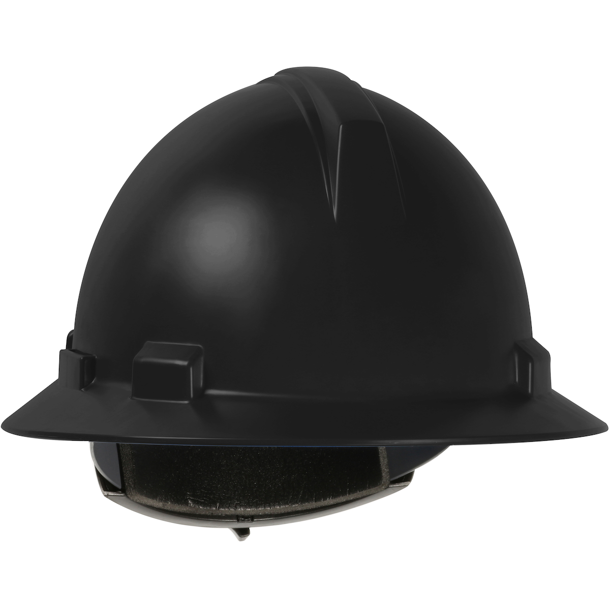 FULL BRIM HARD HAT WITH POLYCARBONATE / ABS SHELL, 4-POINT TEXTILE SUSPENSION AND WHEEL RATCHET ADJUSTMENT