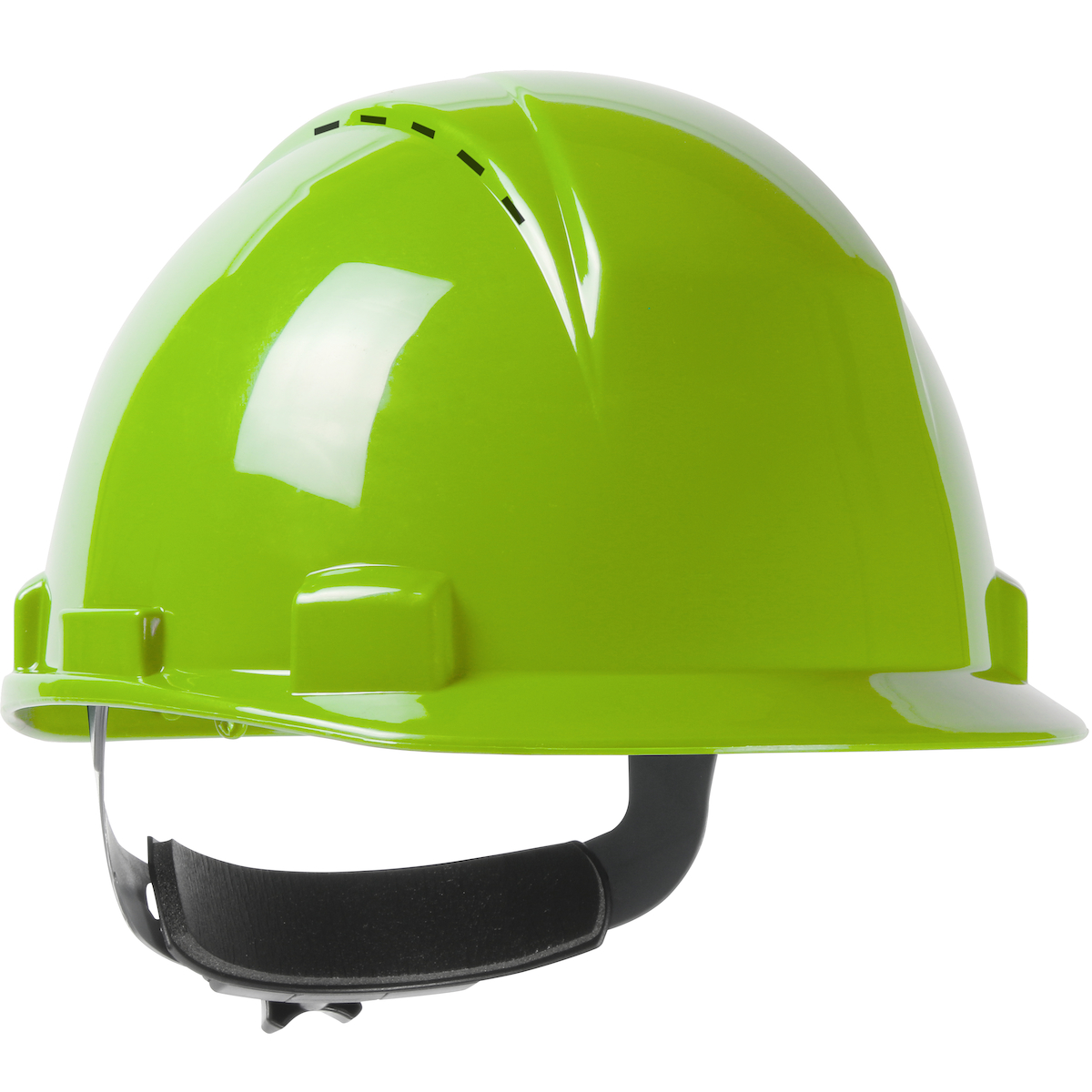 SHORT BRIM, VENTED, CAP STYLE HARD HAT WITH HDPE SHELL, 4-POINT TEXTILE SUSPENSION AND WHEEL RATCHET ADJUSTMENT