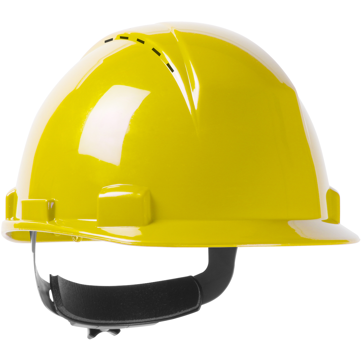 VENTED, TYPE II, SHORT BRIM CAP STYLE HARD HAT WITH HDPE SHELL, 4-POINT TEXTILE SUSPENSION AND WHEEL RATCHET ADJUSTMENT