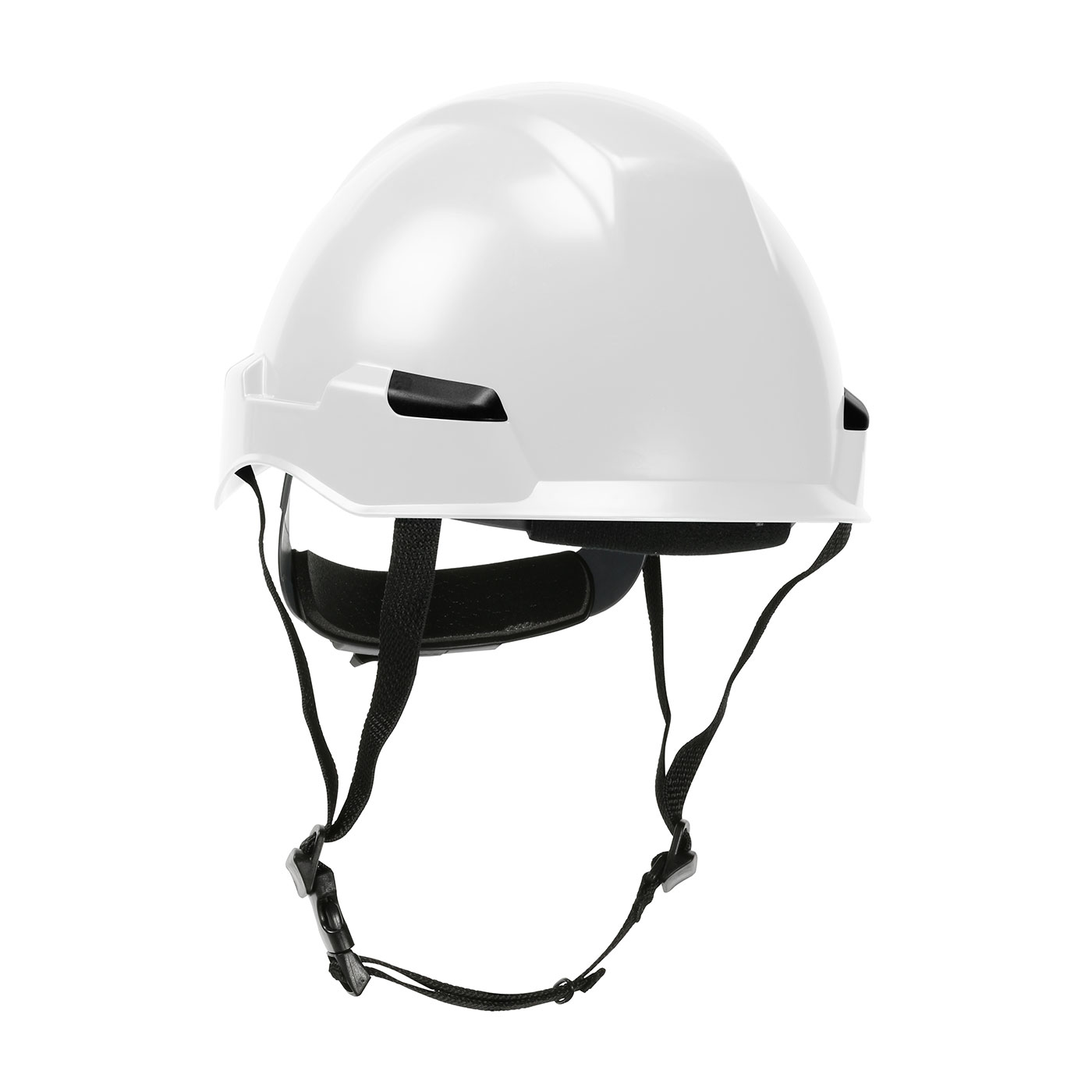 INDUSTRIAL CLIMBING HELMET WITH POLYCARBONATE / ABS SHELL, HI-DENSITY FOAM IMPACT LINER, NYLON SUSPENSION, WHEEL RATCHET ADJUSTMENT AND 4-POINT CHIN STRAP