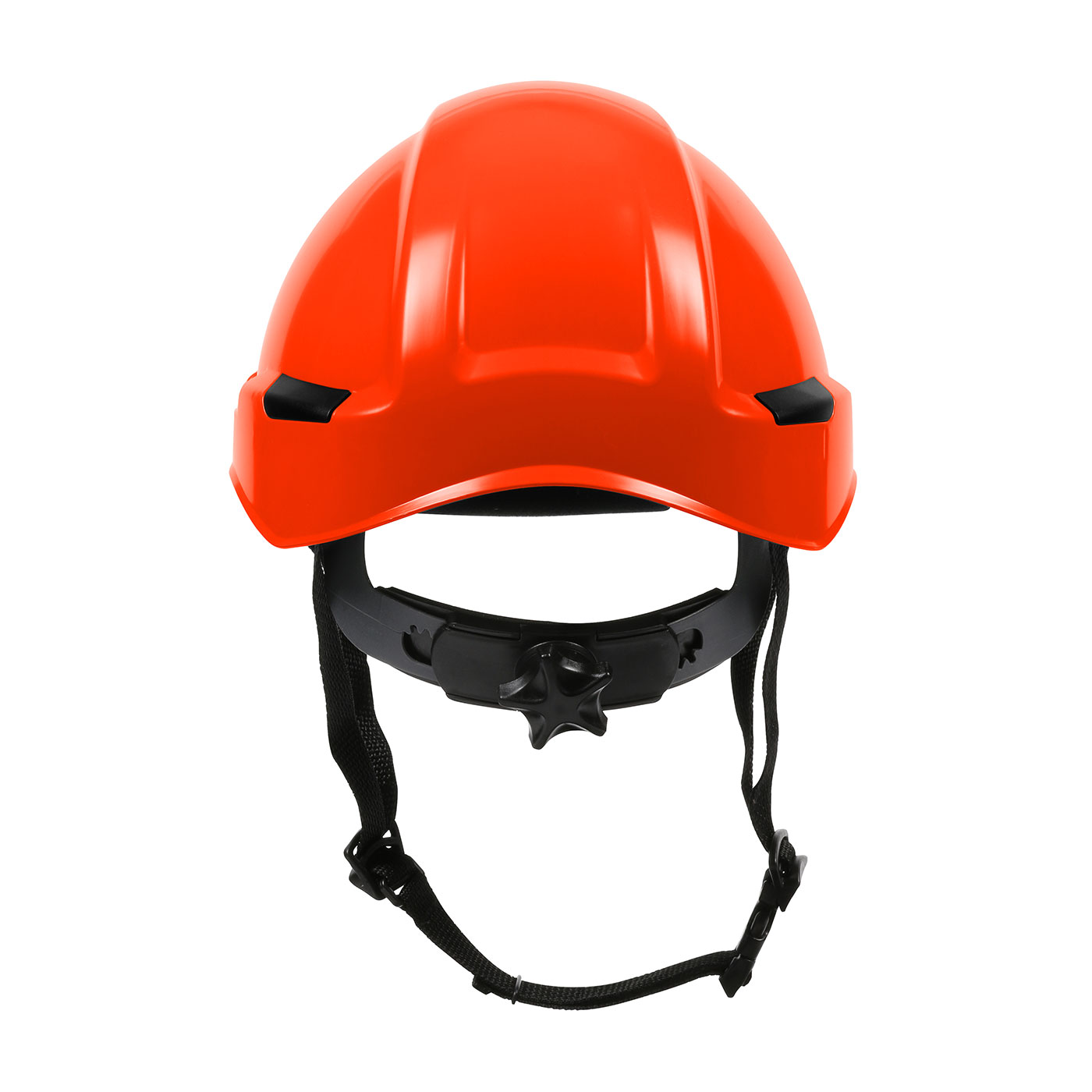 INDUSTRIAL CLIMBING HELMET WITH POLYCARBONATE / ABS SHELL, HI-DENSITY FOAM IMPACT LINER, NYLON SUSPENSION, WHEEL RATCHET ADJUSTMENT AND 4-POINT CHIN STRAP