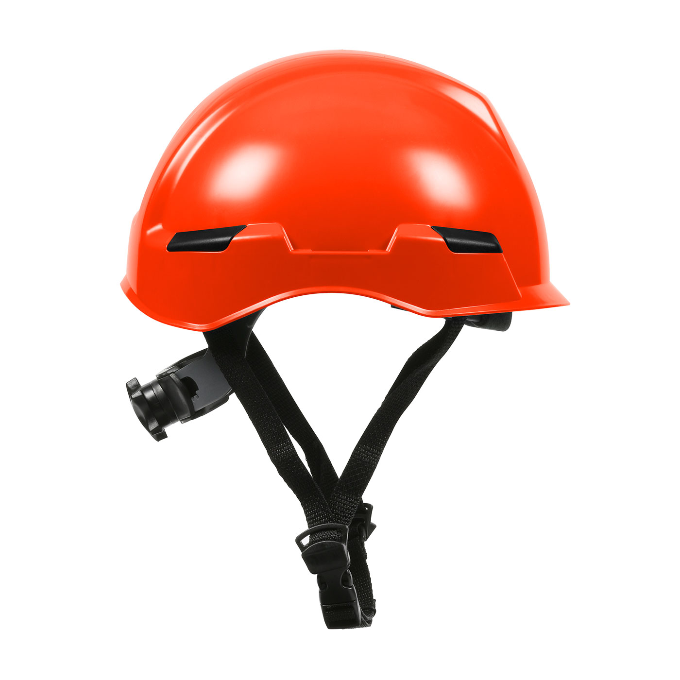 INDUSTRIAL CLIMBING HELMET WITH POLYCARBONATE / ABS SHELL, HI-DENSITY FOAM IMPACT LINER, NYLON SUSPENSION, WHEEL RATCHET ADJUSTMENT AND 4-POINT CHIN STRAP