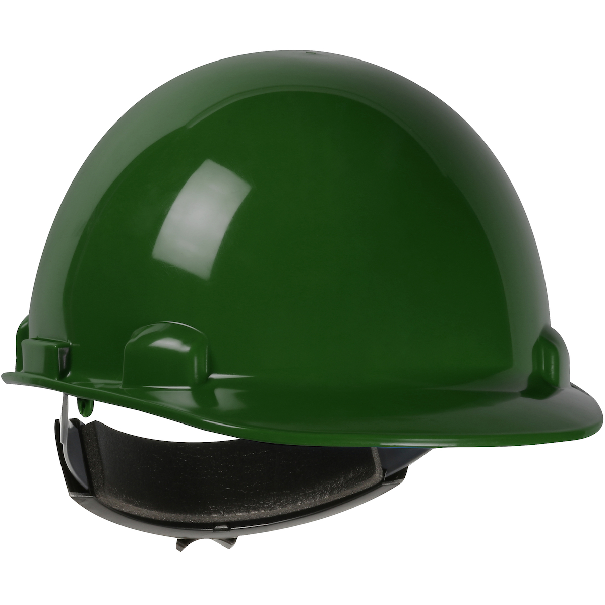 CAP STYLE SMOOTH DOME HARD HAT WITH HDPE SHELL, 4-POINT TEXTILE SUSPENSION AND WHEEL-RATCHET ADJUSTMENT