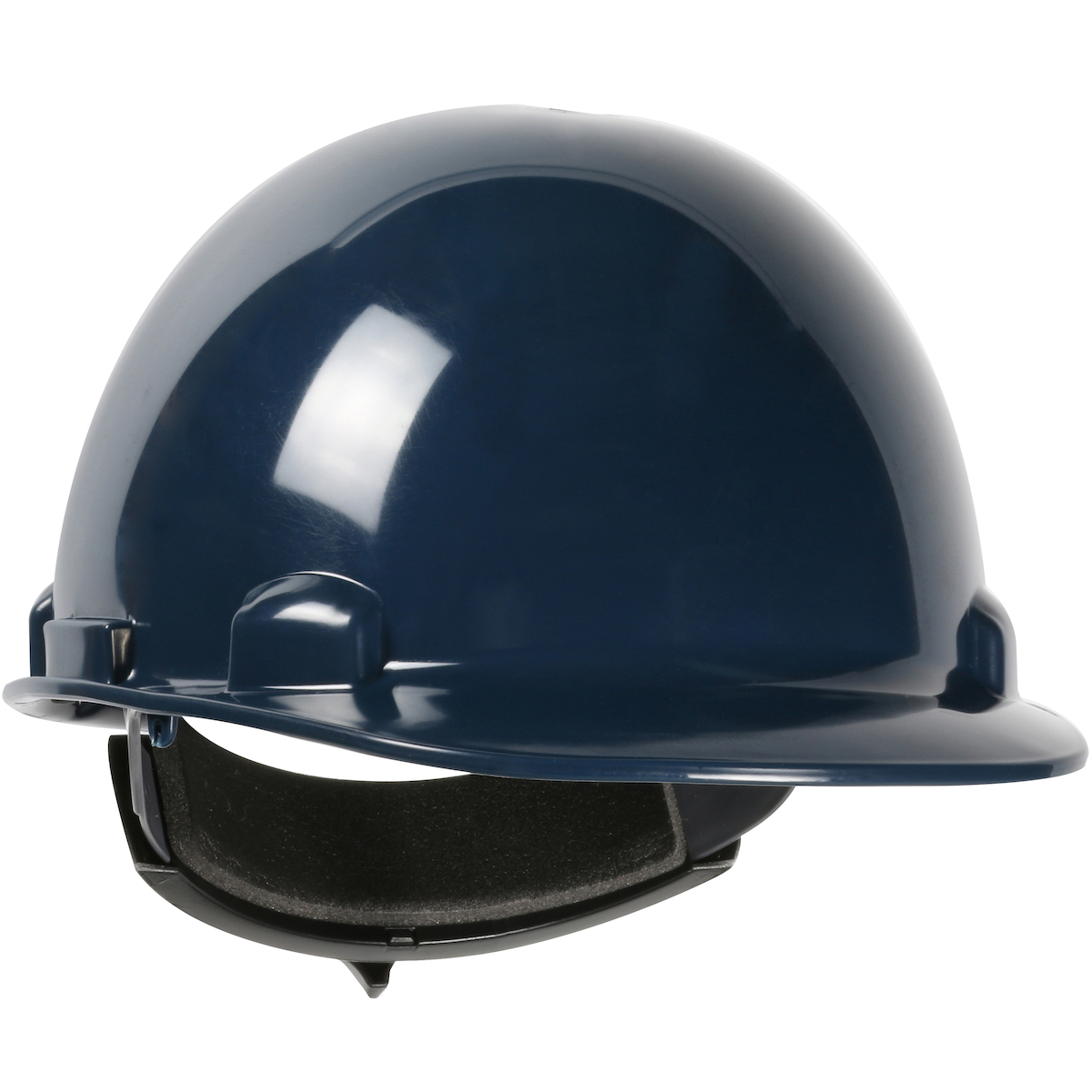 CAP STYLE SMOOTH DOME HARD HAT WITH HDPE SHELL, 4-POINT TEXTILE SUSPENSION AND WHEEL-RATCHET ADJUSTMENT
