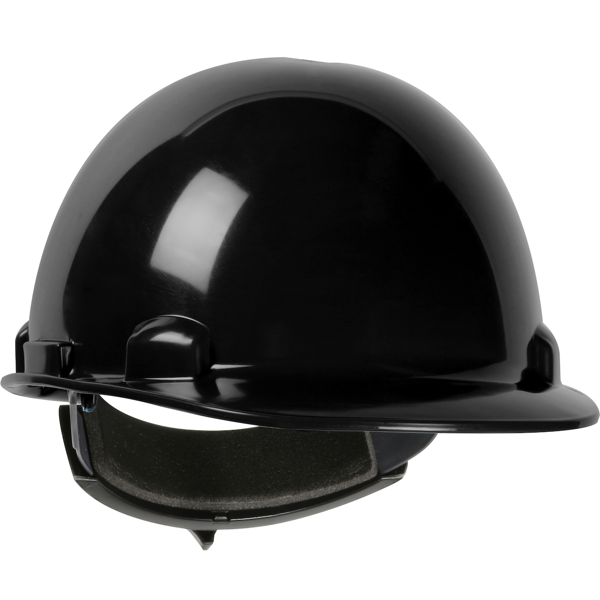 CAP STYLE SMOOTH DOME HARD HAT WITH HDPE SHELL, 4-POINT TEXTILE SUSPENSION AND WHEEL-RATCHET ADJUSTMENT