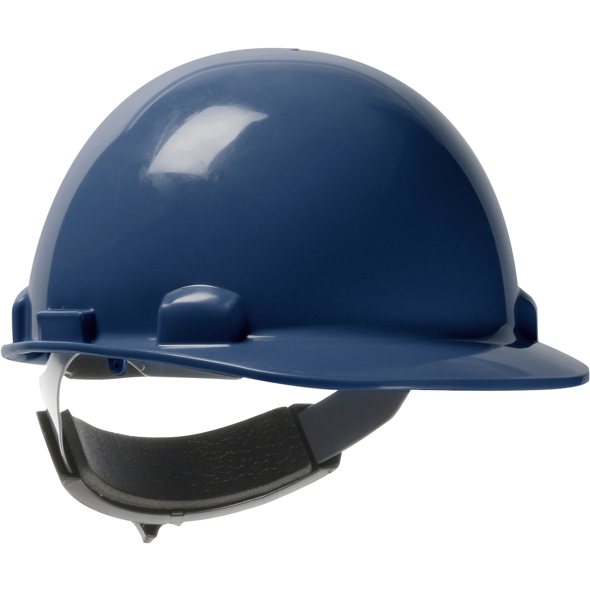 CAP STYLE SMOOTH DOME HARD HAT WITH HDPE SHELL, 4-POINT TEXTILE SUSPENSION AND SWING WHEEL-RATCHET ADJUSTMENT