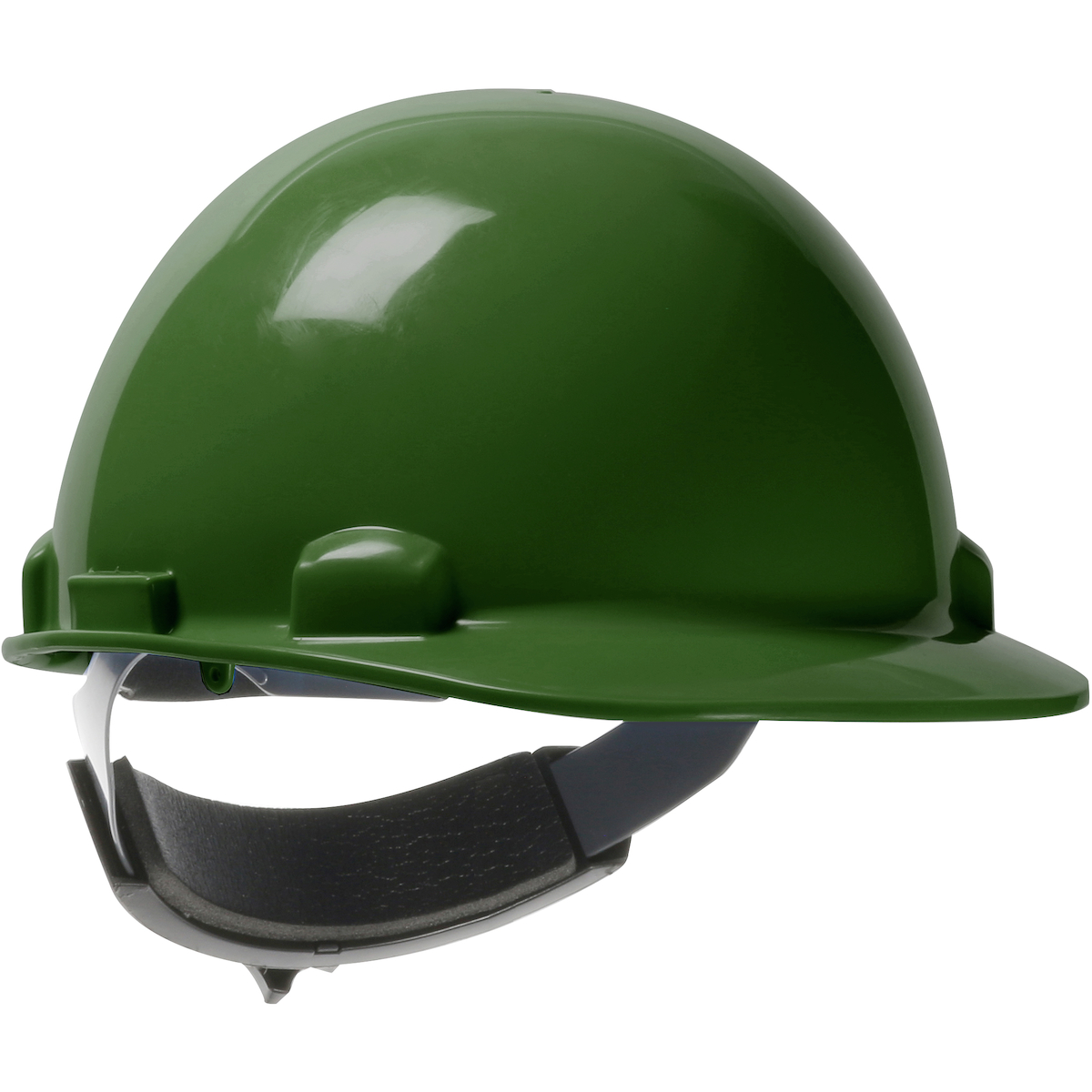 CAP STYLE SMOOTH DOME HARD HAT WITH HDPE SHELL, 4-POINT TEXTILE SUSPENSION AND SWING WHEEL-RATCHET ADJUSTMENT