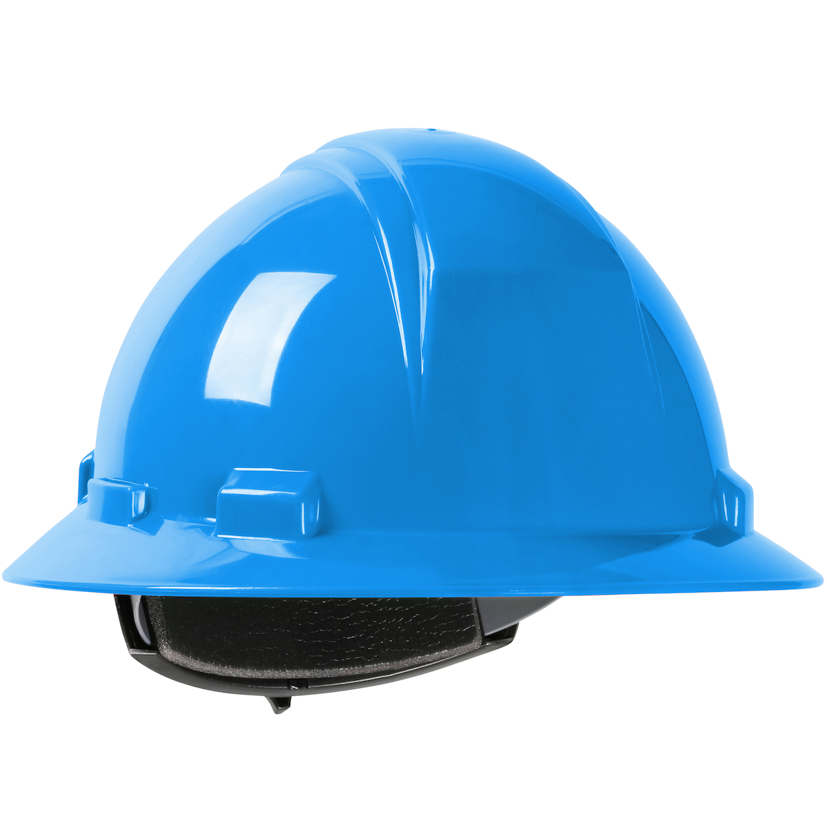 FULL BRIM HARD HAT WITH HDPE SHELL, 4-POINT TEXTILE SUSPENSION AND WHEEL RATCHET ADJUSTMENT