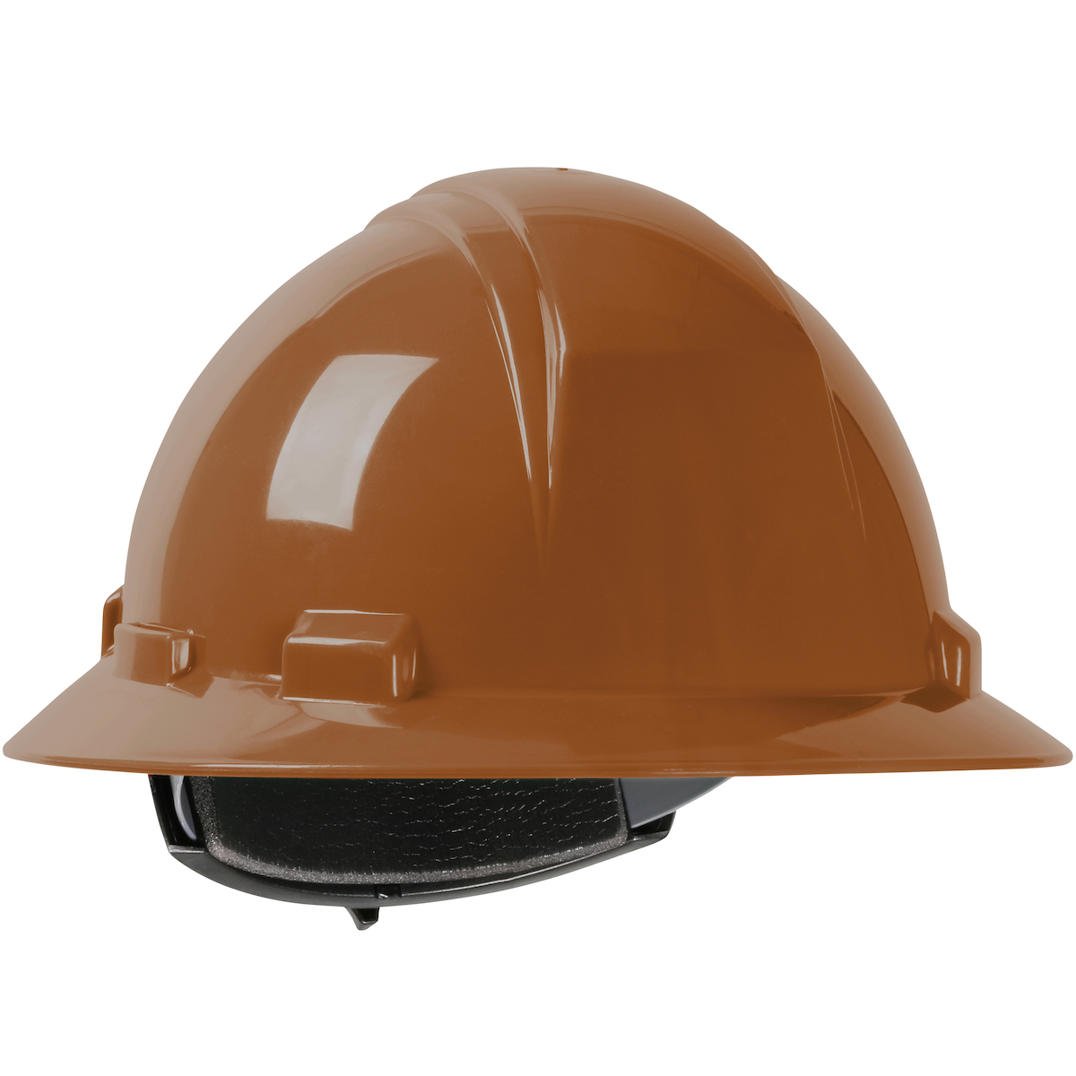 FULL BRIM HARD HAT WITH HDPE SHELL, 4-POINT TEXTILE SUSPENSION AND WHEEL RATCHET ADJUSTMENT
