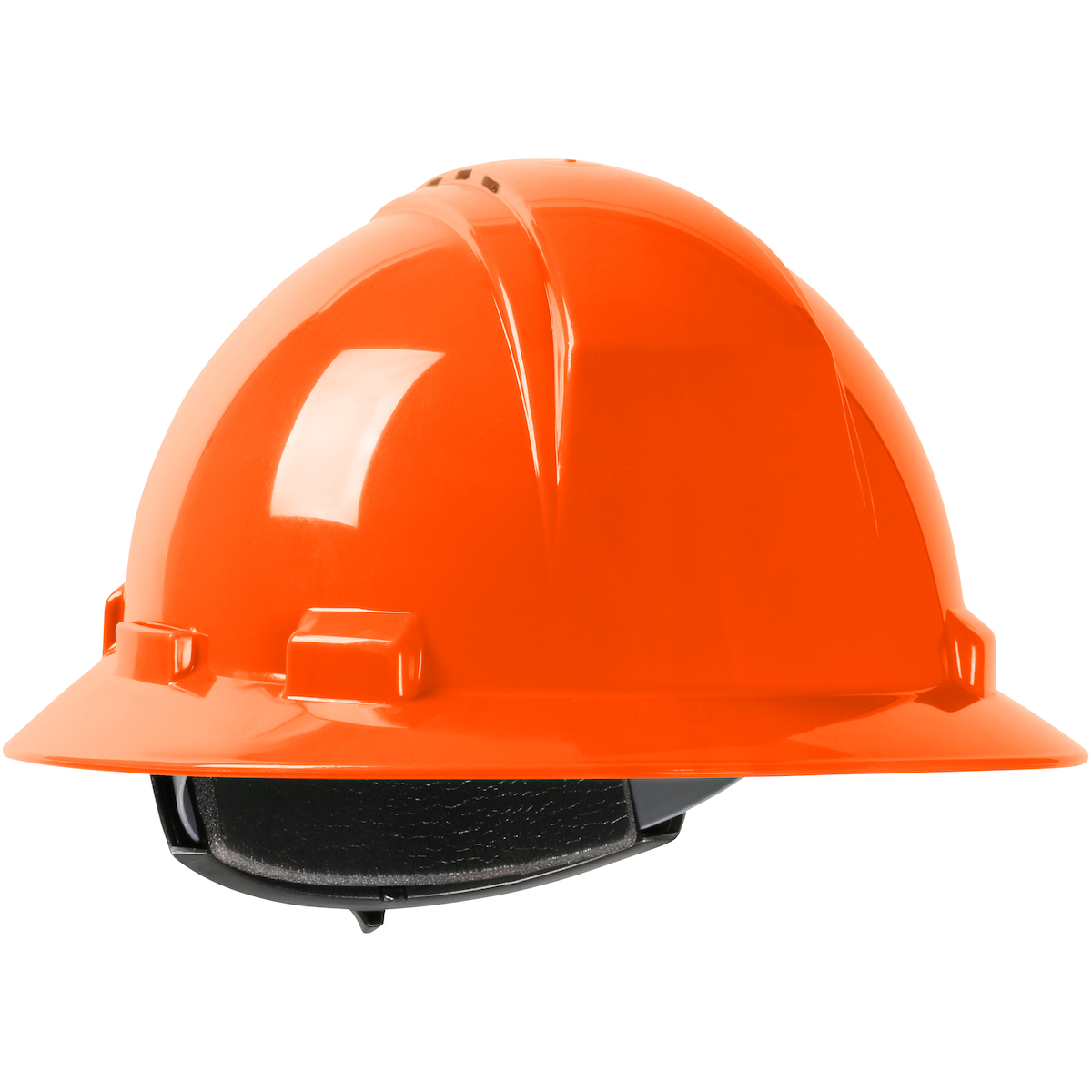 VENTED, FULL BRIM HARD HAT WITH HDPE SHELL, 4-POINT TEXTILE SUSPENSION AND WHEEL RATCHET ADJUSTMENT