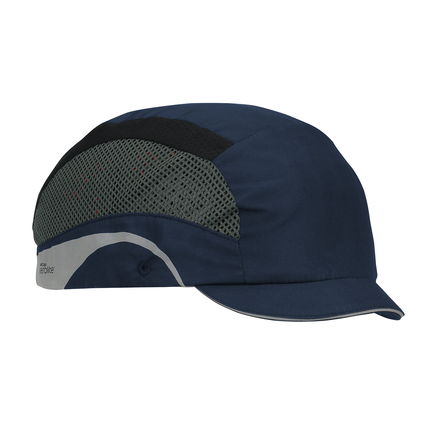 LIGHTWEIGHT BASEBALL STYLE BUMP CAP WITH HDPE PROTECTIVE LINER AND ADJUSTABLE BACK - MICRO BRIM