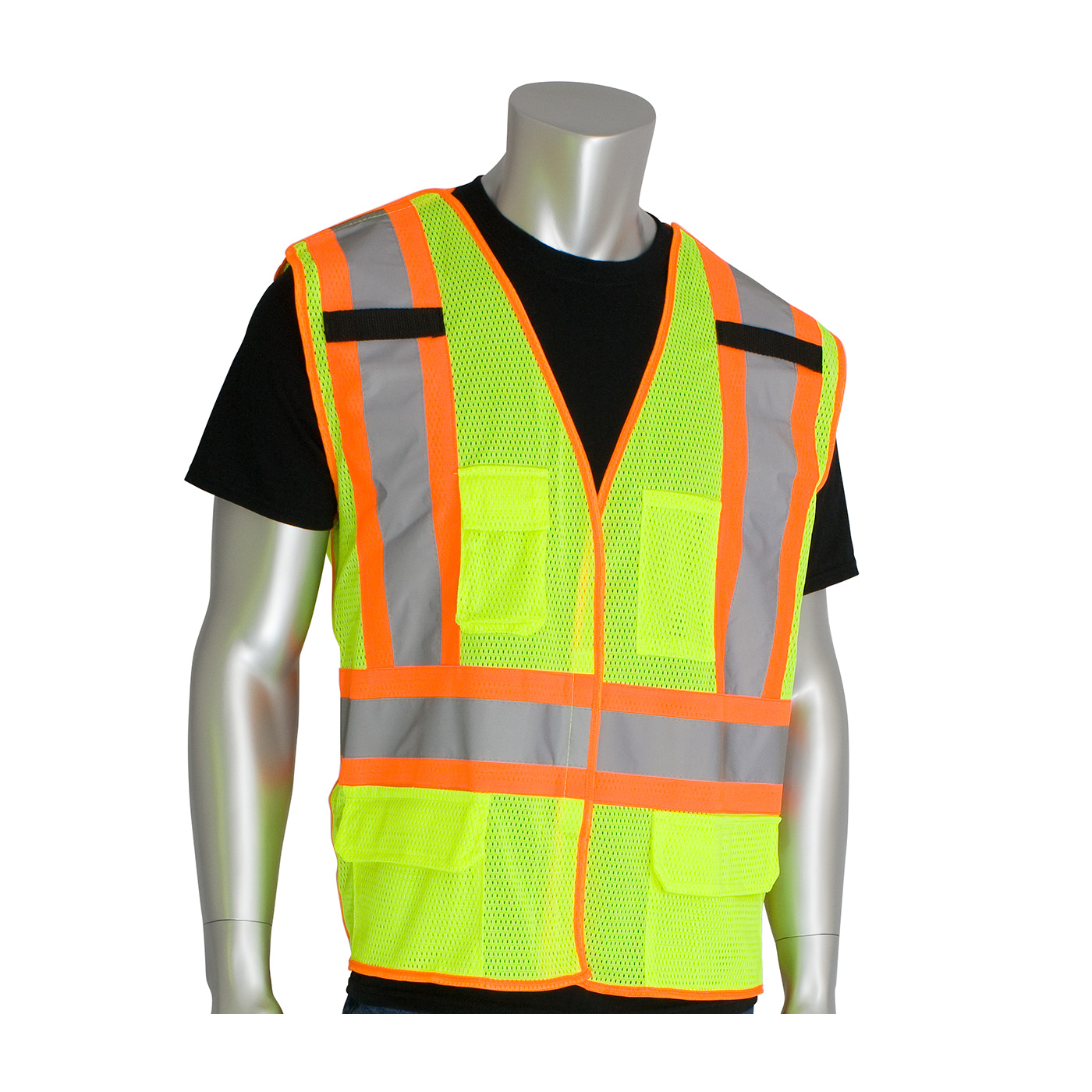 ANSI TYPE R CLASS 2 AND CAN/CSA Z96 TWO-TONE X-BACK BREAKAWAY MESH VEST