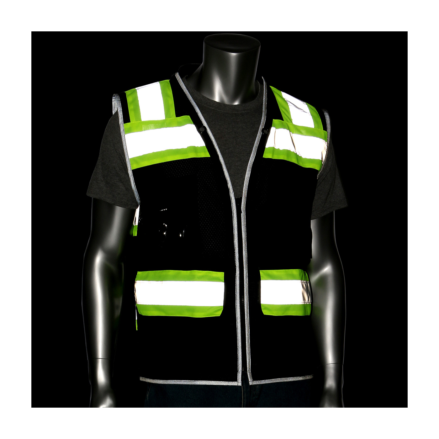 ANSI TYPE O CLASS 1 BLACK TWO-TONE ELEVEN POCKET TECH-READY MESH SURVEYORS VEST