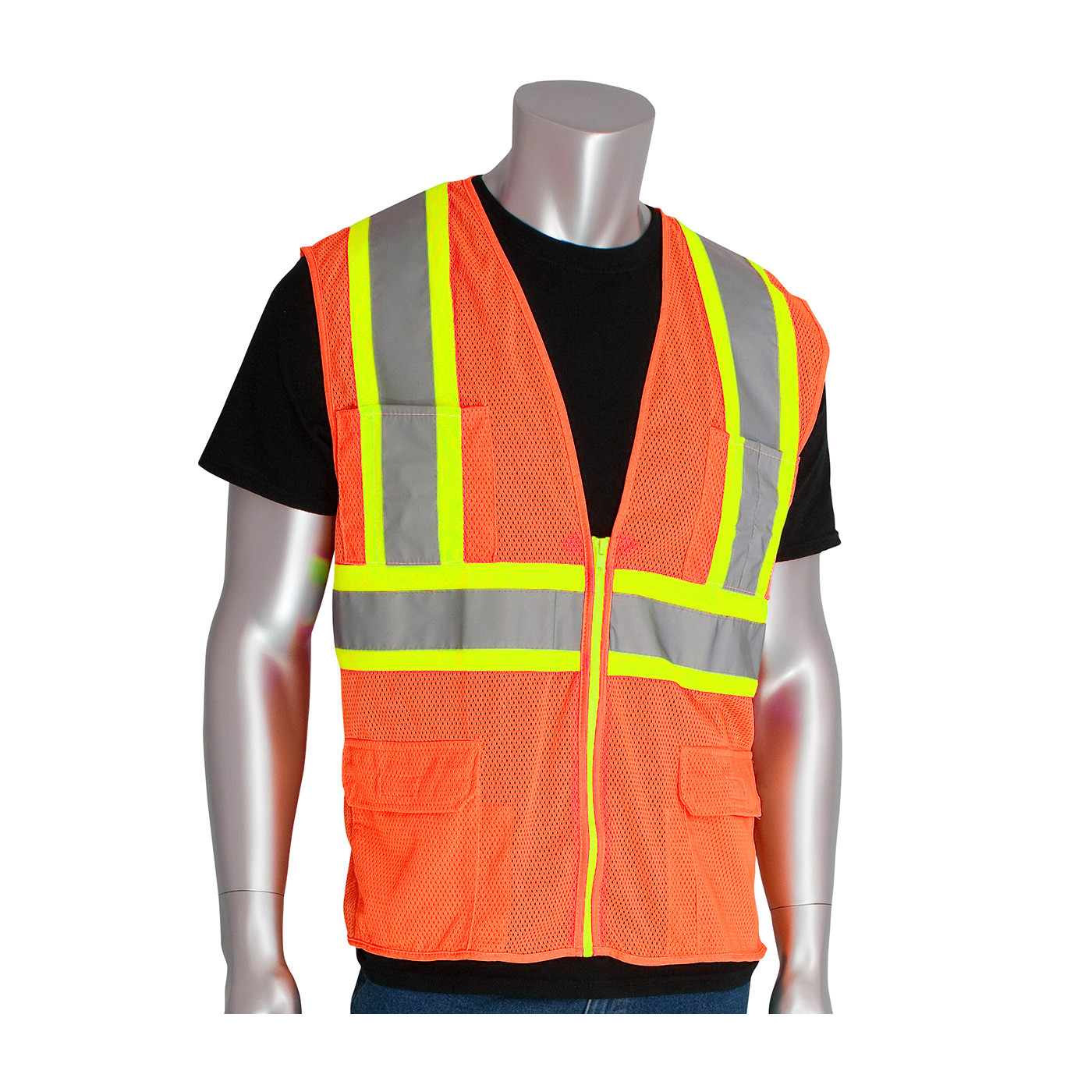 ANSI TYPE R CLASS 2 TWO-TONE ELEVEN POCKET PREMIUM MESH SURVEYORS VEST