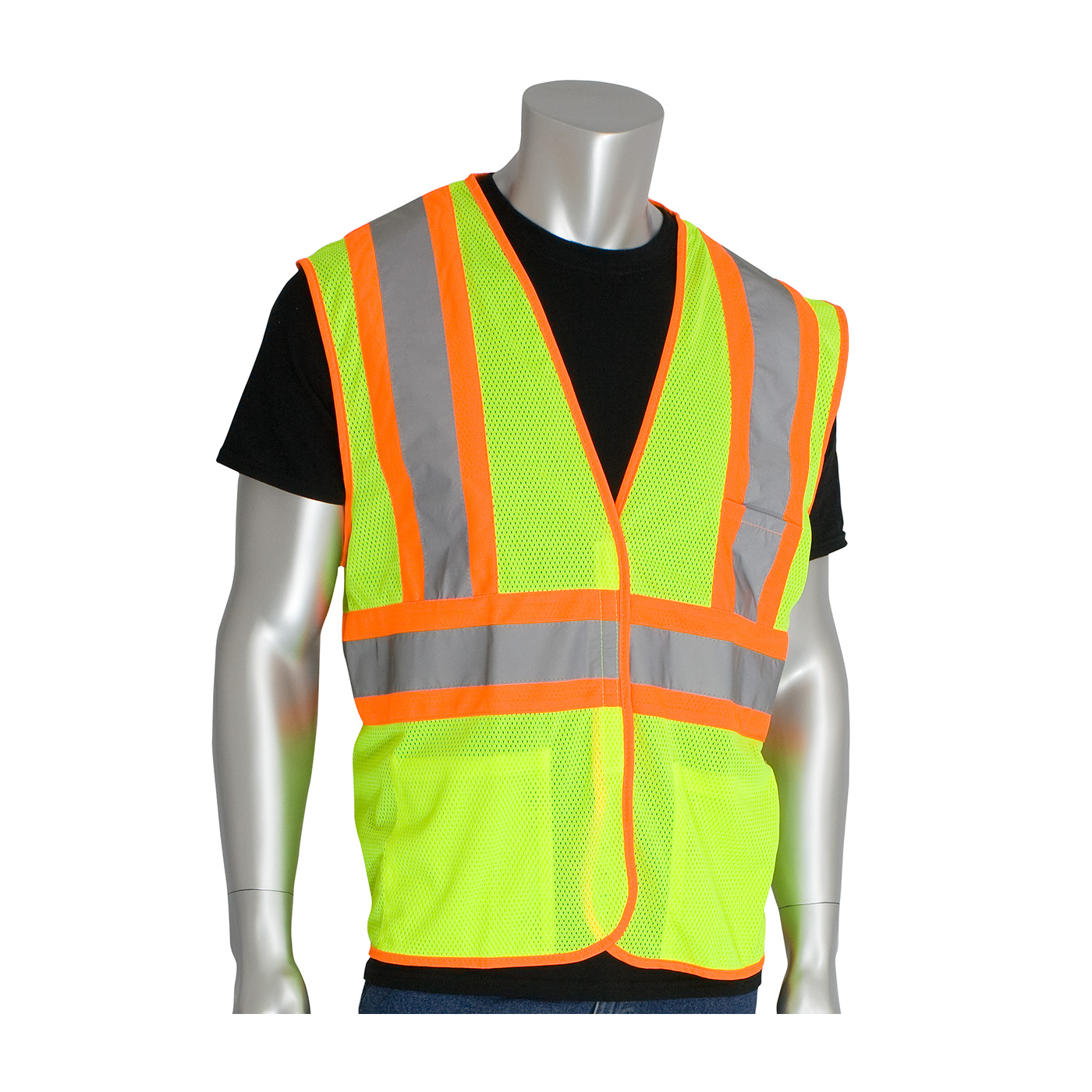 ANSI TYPE R CLASS 2 TWO-TONE THREE POCKET MESH VEST
