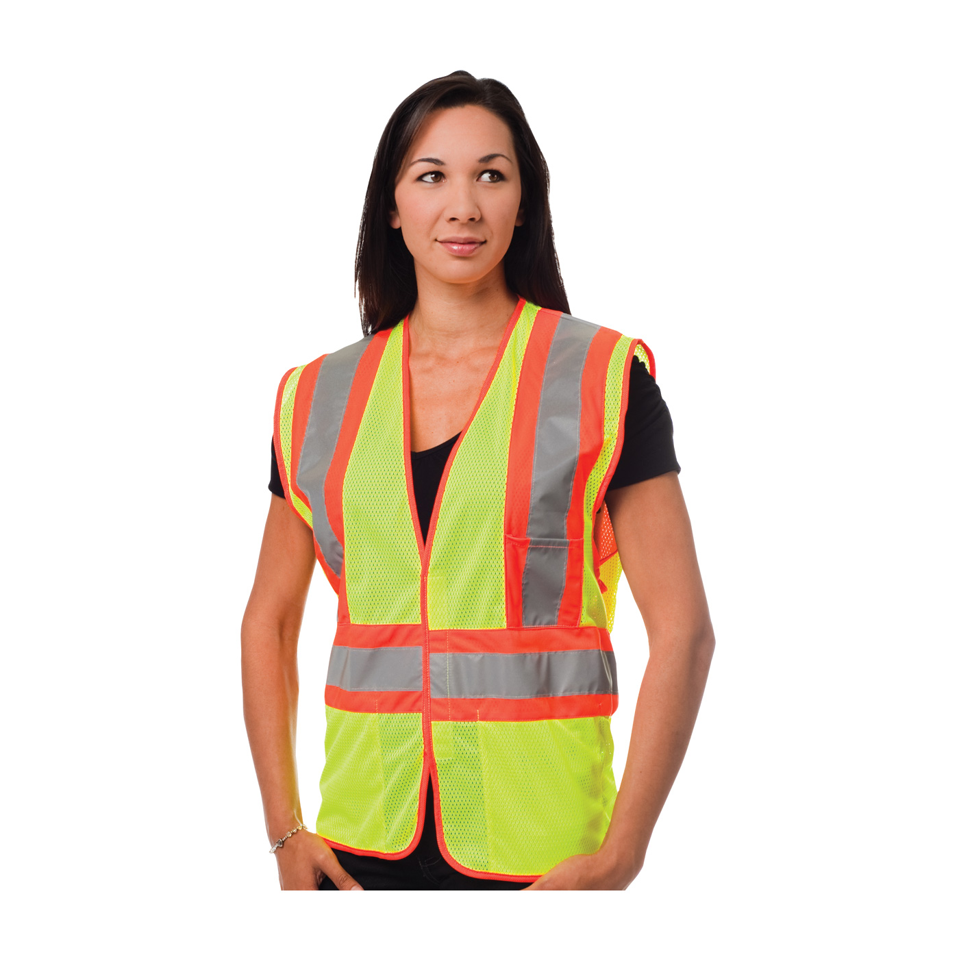 ANSI TYPE R CLASS 2 TWO-TONE THREE POCKET MESH VEST