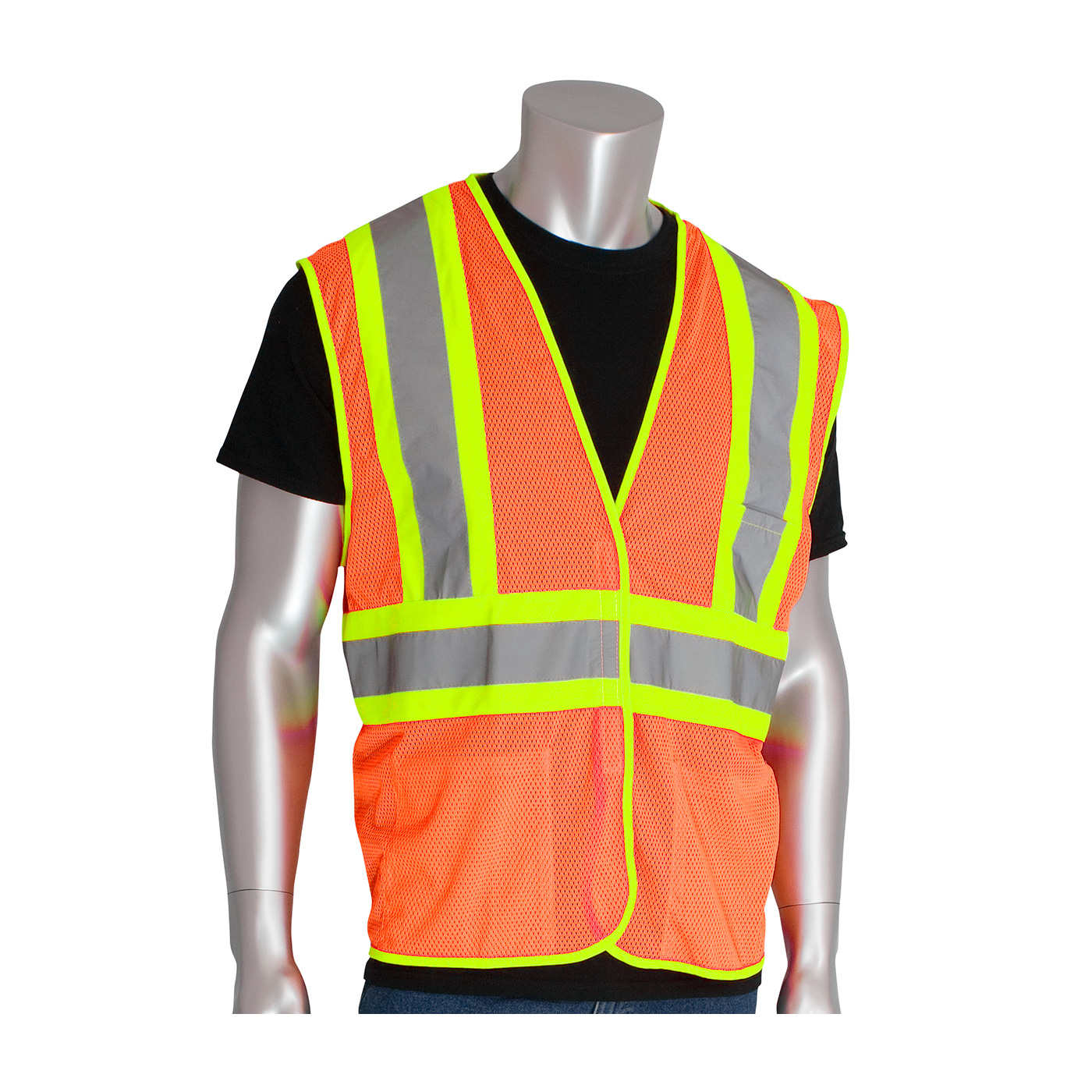 ANSI TYPE R CLASS 2 TWO-TONE THREE POCKET MESH VEST