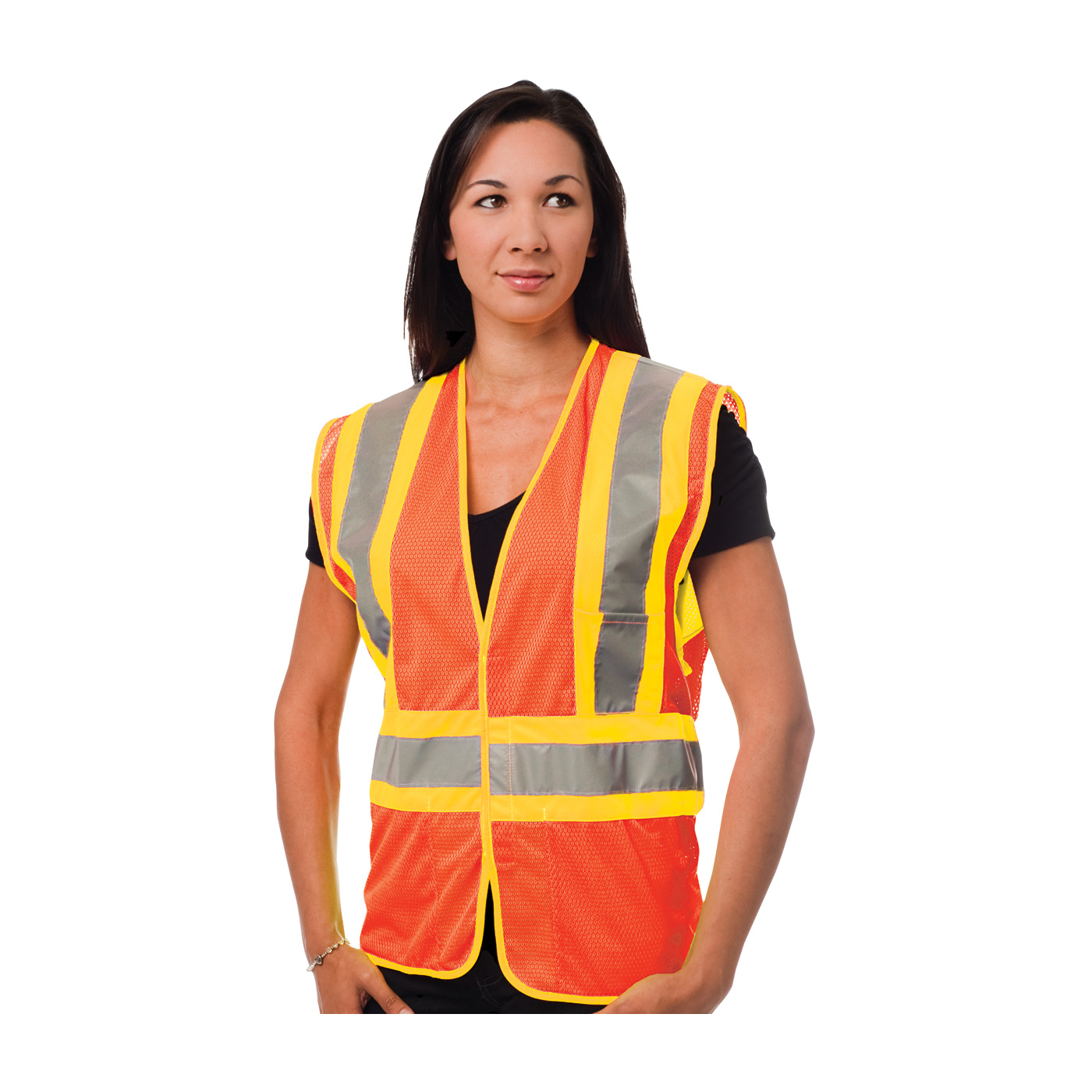 ANSI TYPE R CLASS 2 TWO-TONE THREE POCKET MESH VEST