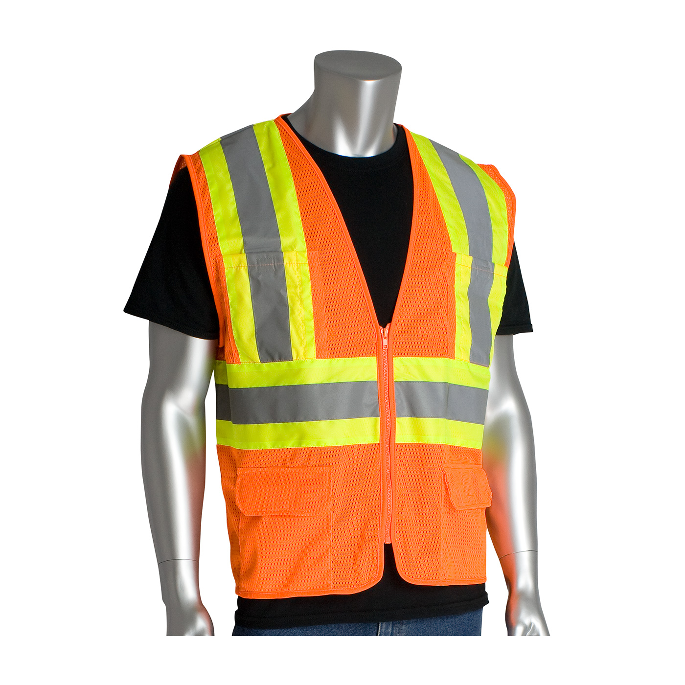 ANSI TYPE R CLASS 2 TWO-TONE SIX POCKET MESH VEST