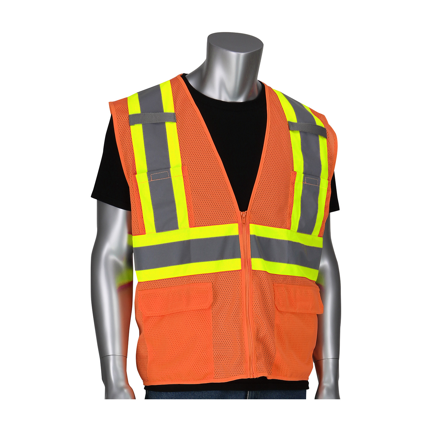 ANSI TYPE R CLASS 2 TWO-TONE SIX POCKET MESH VEST