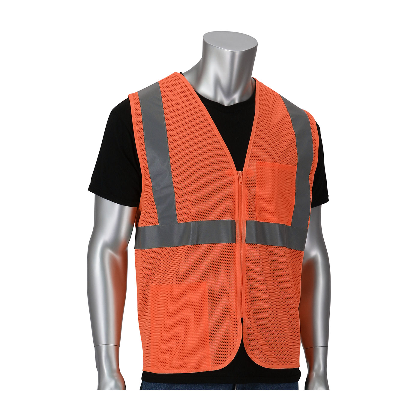 ANSI TYPE R CLASS 2 TWO POCKET VALUE ZIPPER MESH VEST