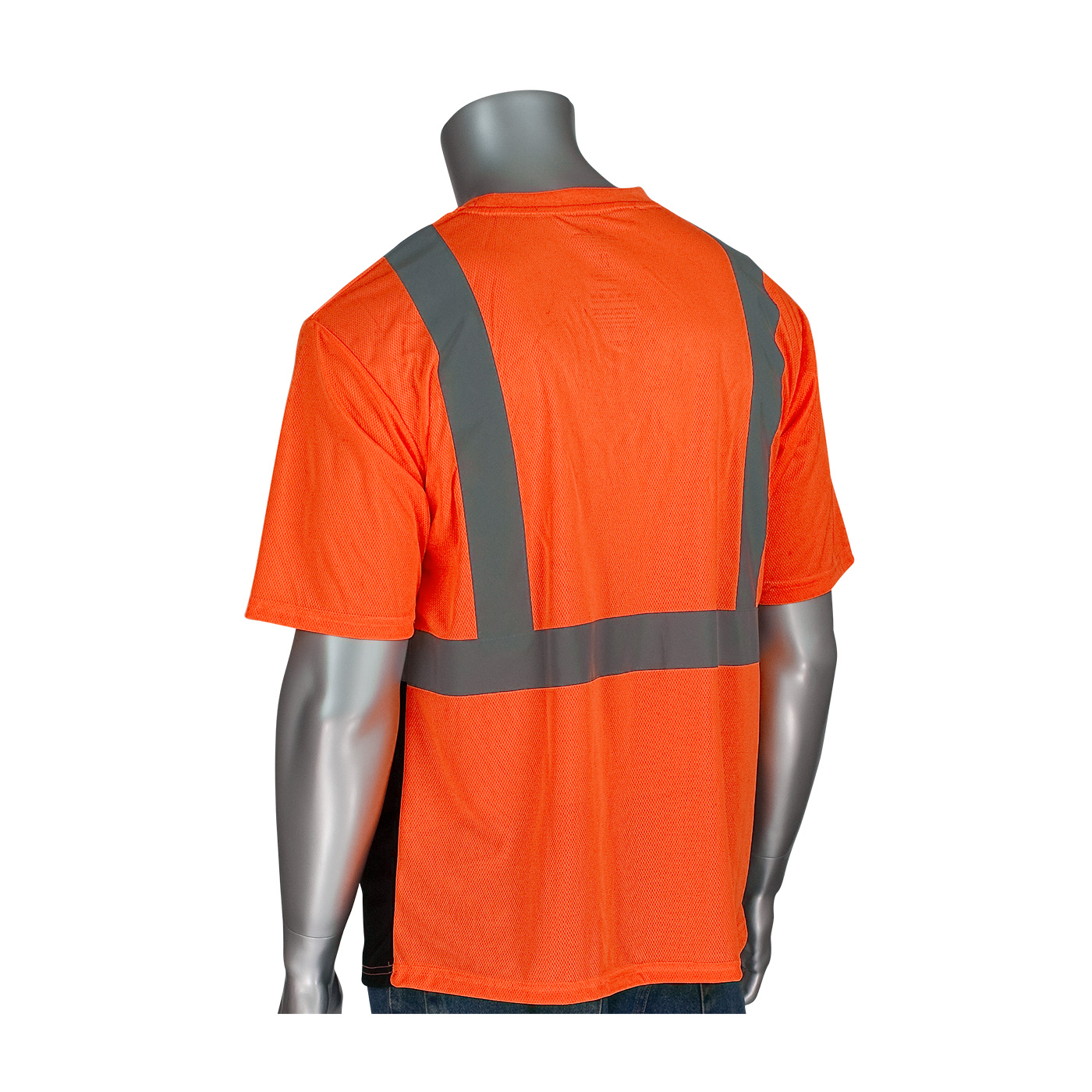 ANSI TYPE R CLASS 2 SHORT SLEEVE T-SHIRT WITH 50+ UPF SUN PROTECTION AND BLACK BOTTOM FRONT