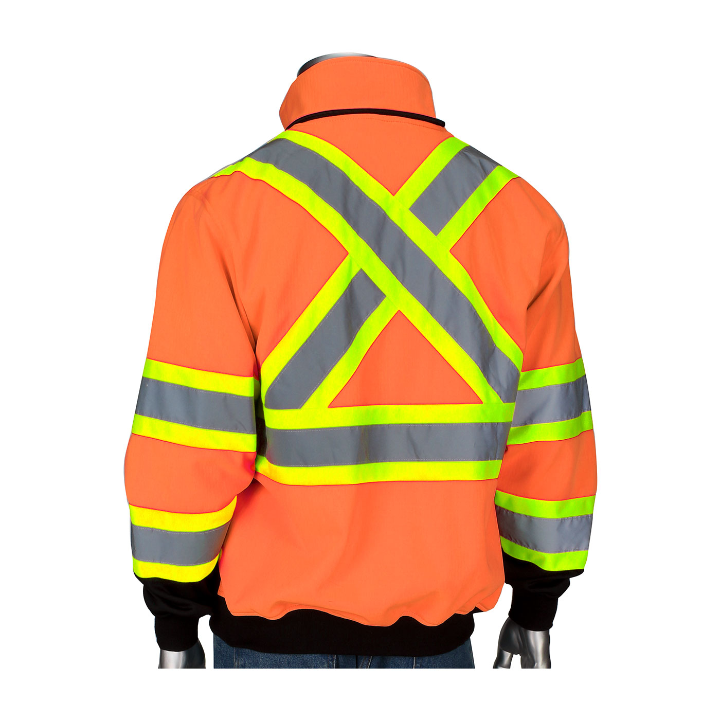 ANSI TYPE R CLASS 3 AND CAN/CSA Z96 TWO-TONE X-BACK FULL ZIP GRID FLEECE SWEATSHIRT WITH BLACK BOTTOM