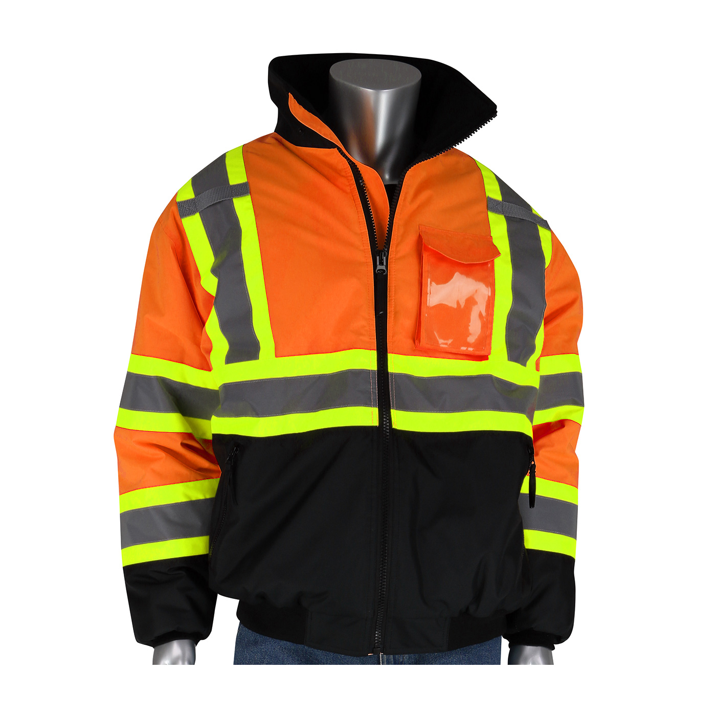 ANSI TYPE R CLASS 3 VALUE TWO-TONE, BLACK BOTTOM BOMBER JACKET