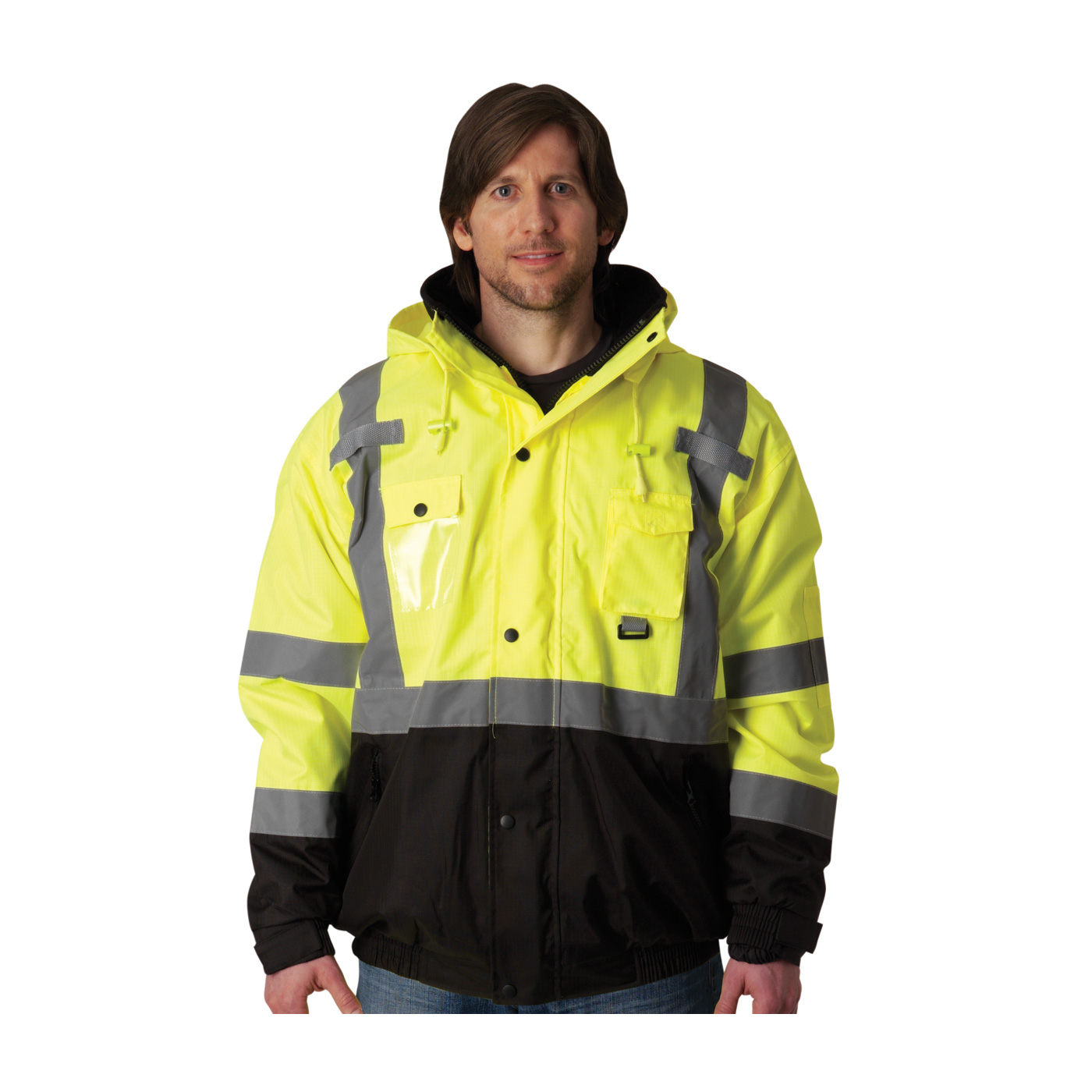 ANSI TYPE R CLASS 3 RIP STOP PREMIUM PLUS BOMBER JACKET WITH ZIP-OUT FLEECE LINER AND "D" RING ACCESS