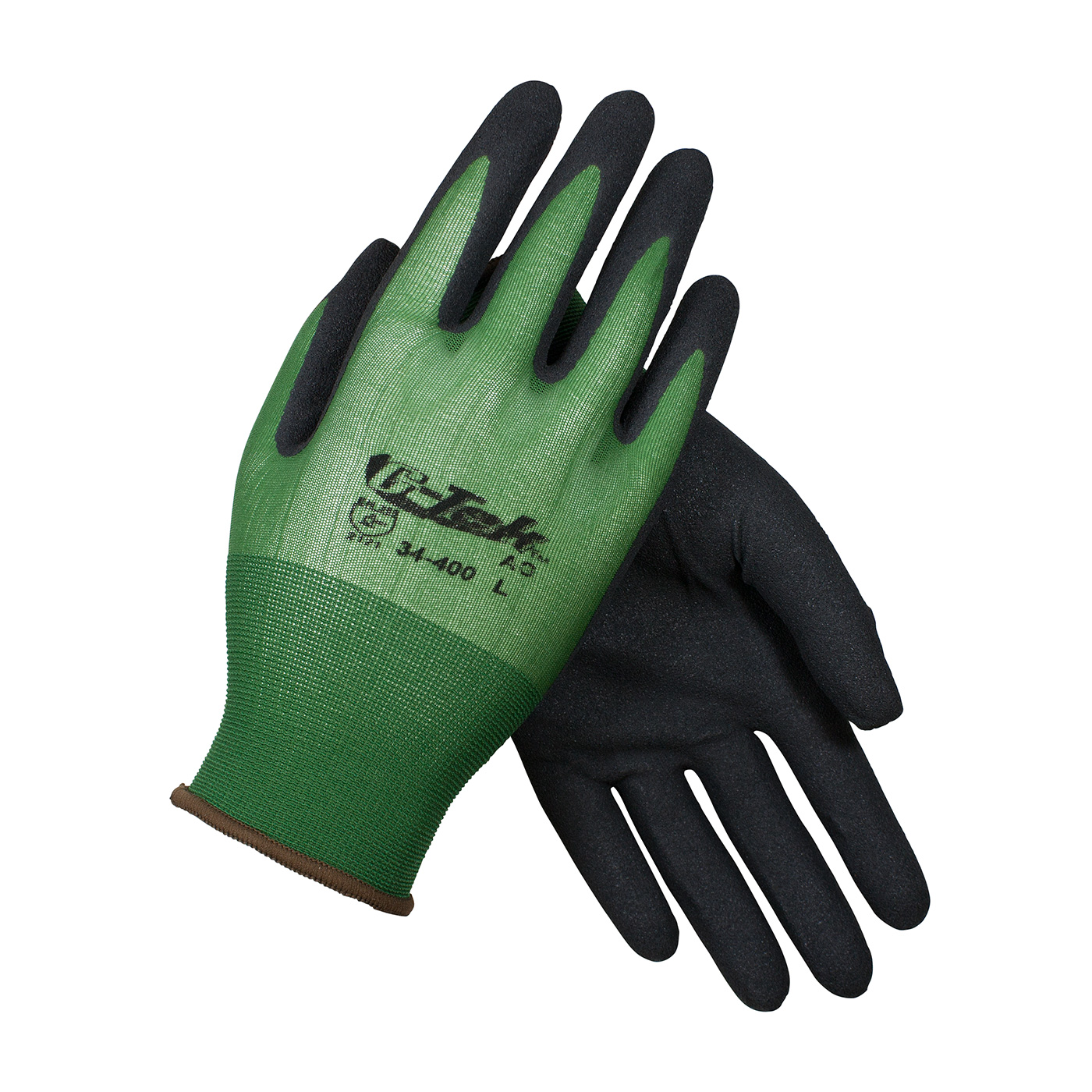 SEAMLESS KNIT NYLON GLOVE WITH NITRILE COATED MICROSURFACE GRIP ON PALM & FINGERS - 18 GAUGE