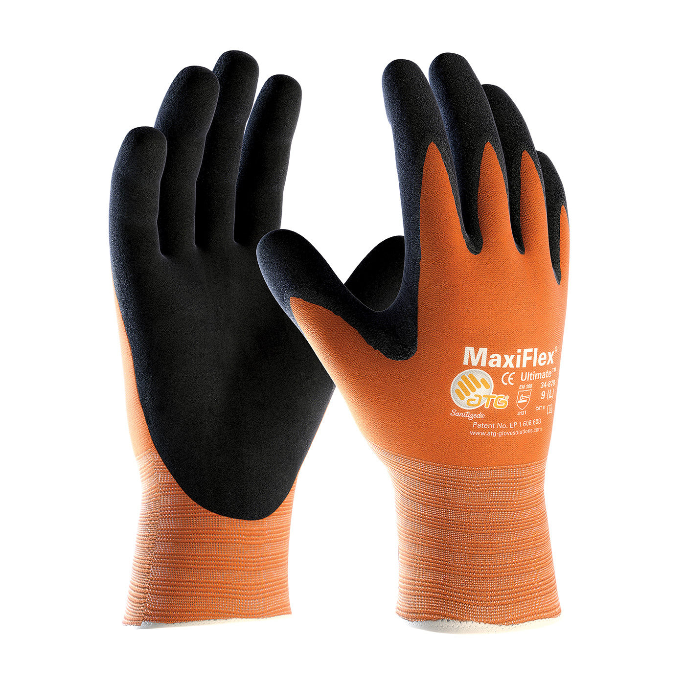 HI-VIS SEAMLESS KNIT NYLON GLOVE WITH NITRILE COATED MICROFOAM GRIP ON PALM & FINGERS