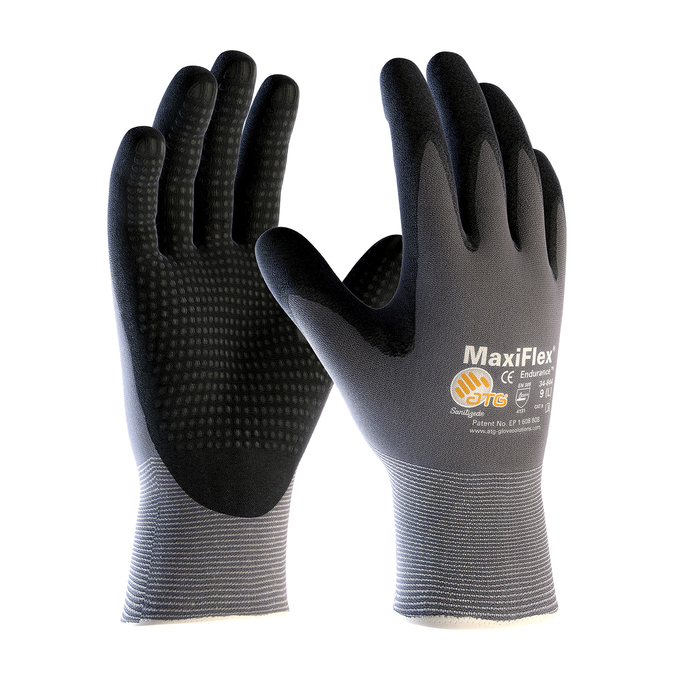 SEAMLESS KNIT NYLON GLOVE WITH NITRILE COATED MICROFOAM GRIP ON PALM & FINGERS - MICRO DOT PALM