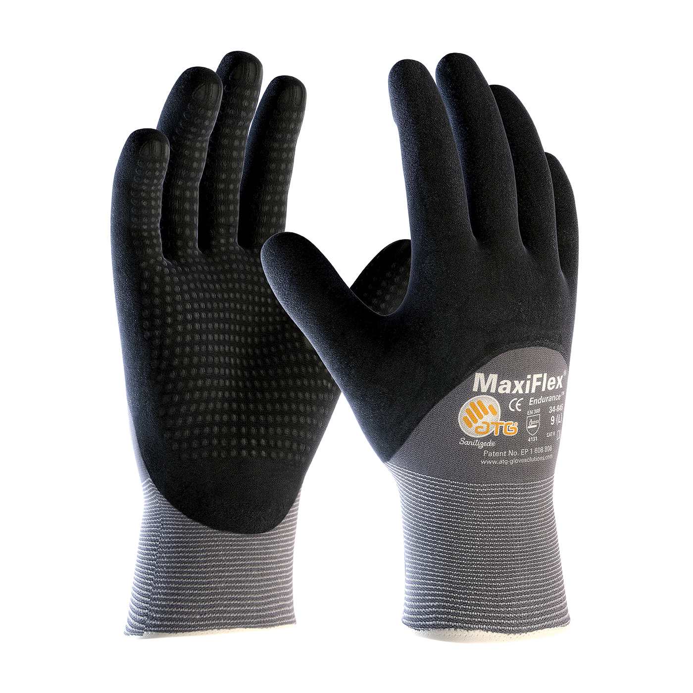 SEAMLESS KNIT NYLON GLOVE WITH NITRILE COATED MICROFOAM GRIP ON PALM, FINGERS & KNUCKLES - MICRO DOT PALM