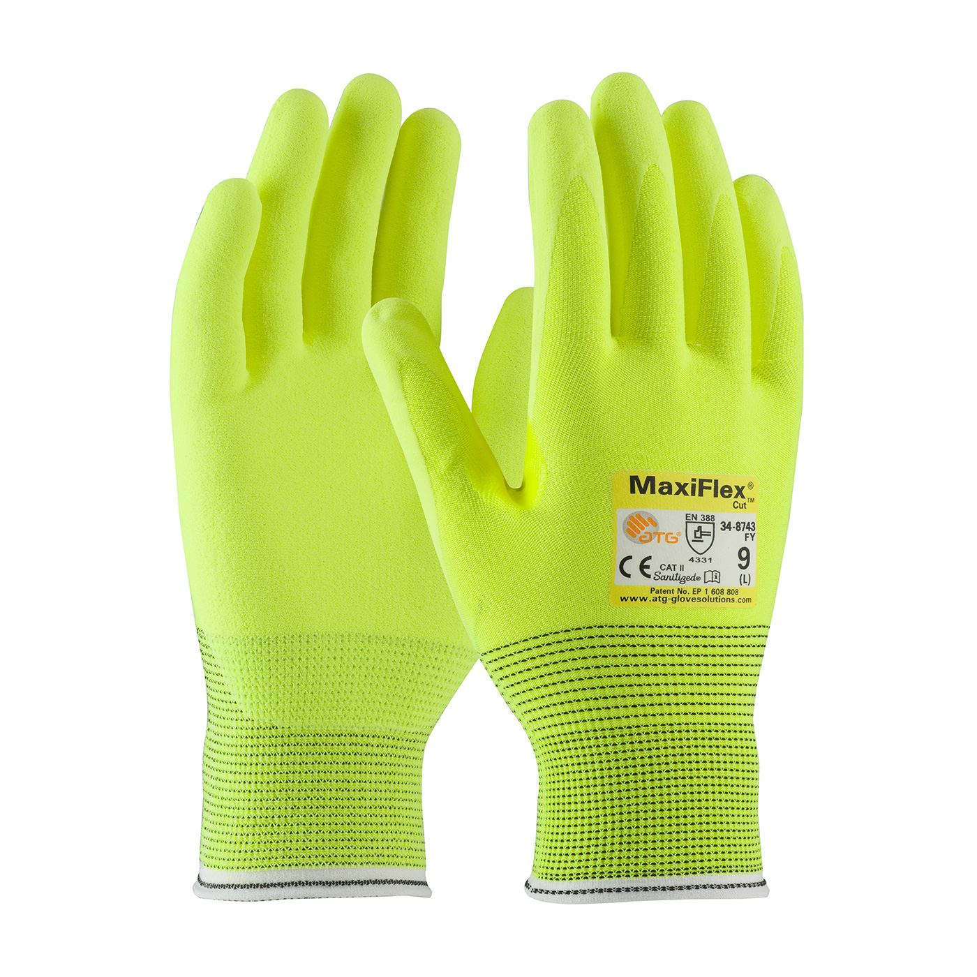 HI-VIS SEAMLESS KNIT ENGINEERED YARN GLOVE WITH PREMIUM NITRILE COATED MICROFOAM GRIP ON PALM & FINGERS