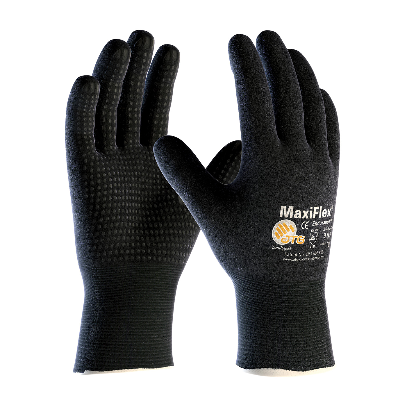 SEAMLESS KNIT NYLON / ELASTANE GLOVE WITH NITRILE COATED MICROFOAM GRIP ON FULL HAND - MICRO DOT PALM