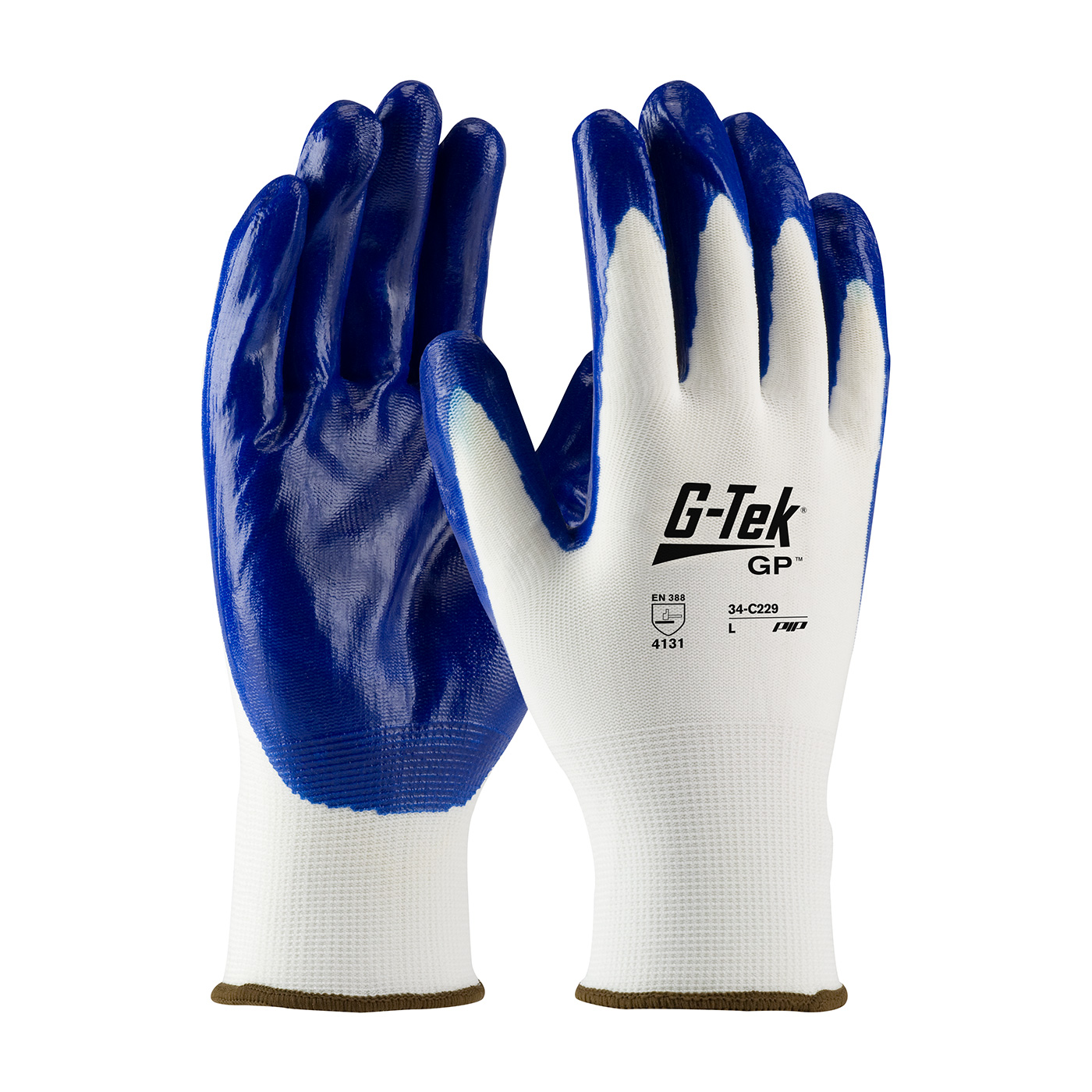 SEAMLESS KNIT NYLON GLOVE WITH NITRILE COATED SMOOTH GRIP ON PALM & FINGERS