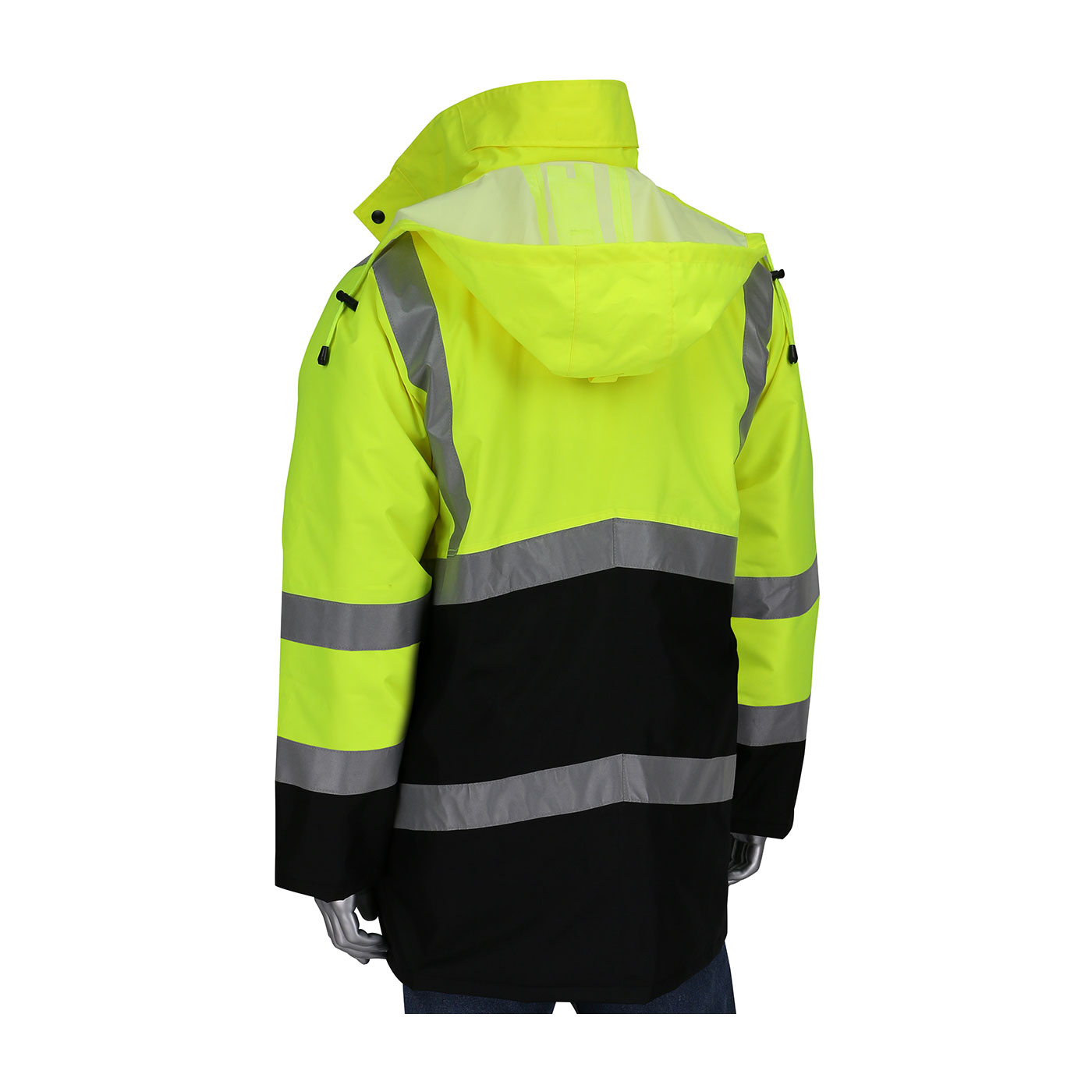 ANSI TYPE R CLASS 3 BLACK BOTTOM COAT WITH BUILT-IN QUILTED INSULATION