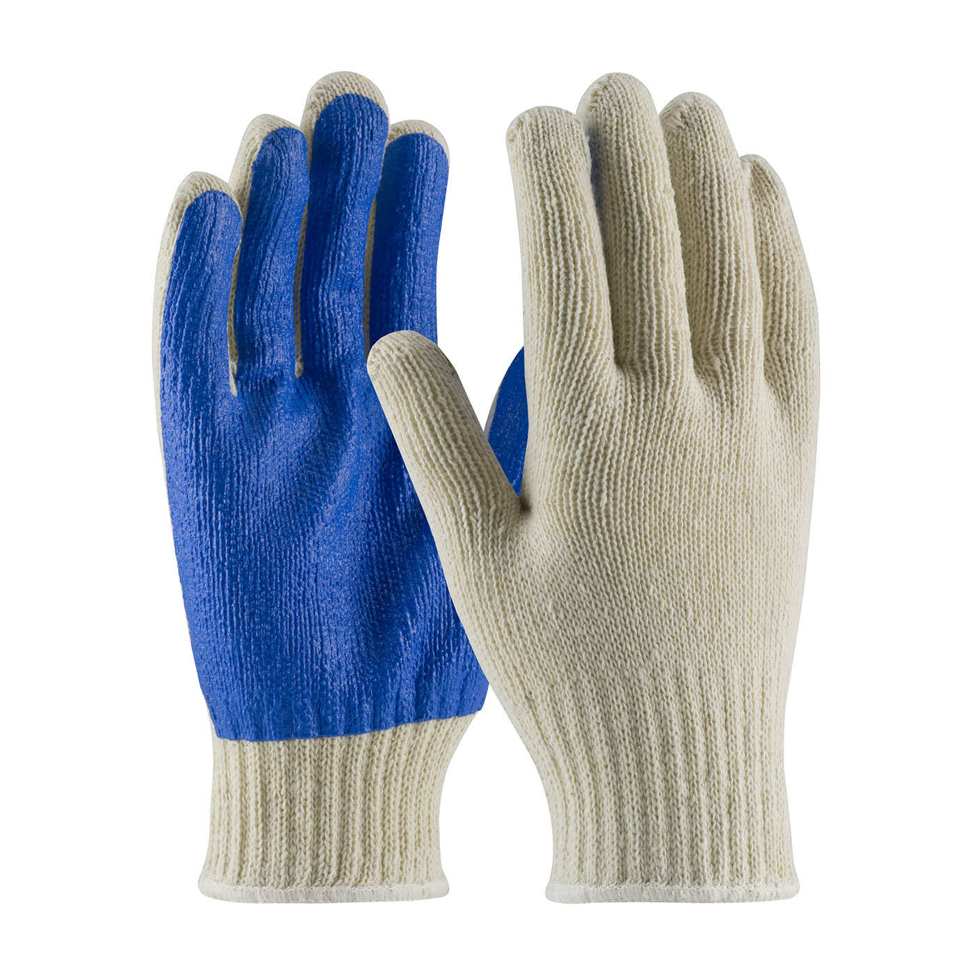 SEAMLESS KNIT COTTON / POLYESTER GLOVE WITH PVC PALM COATING - 7 GAUGE
