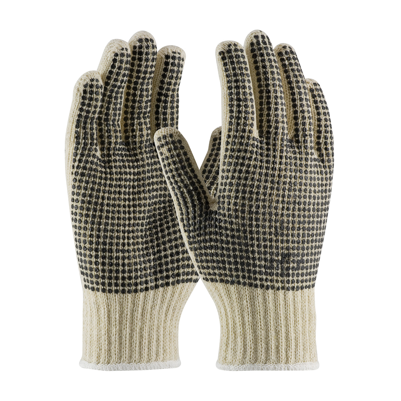 SEAMLESS KNIT COTTON / POLYESTER GLOVE WITH DOUBLE-SIDED PVC DOT GRIP - 7 GAUGE