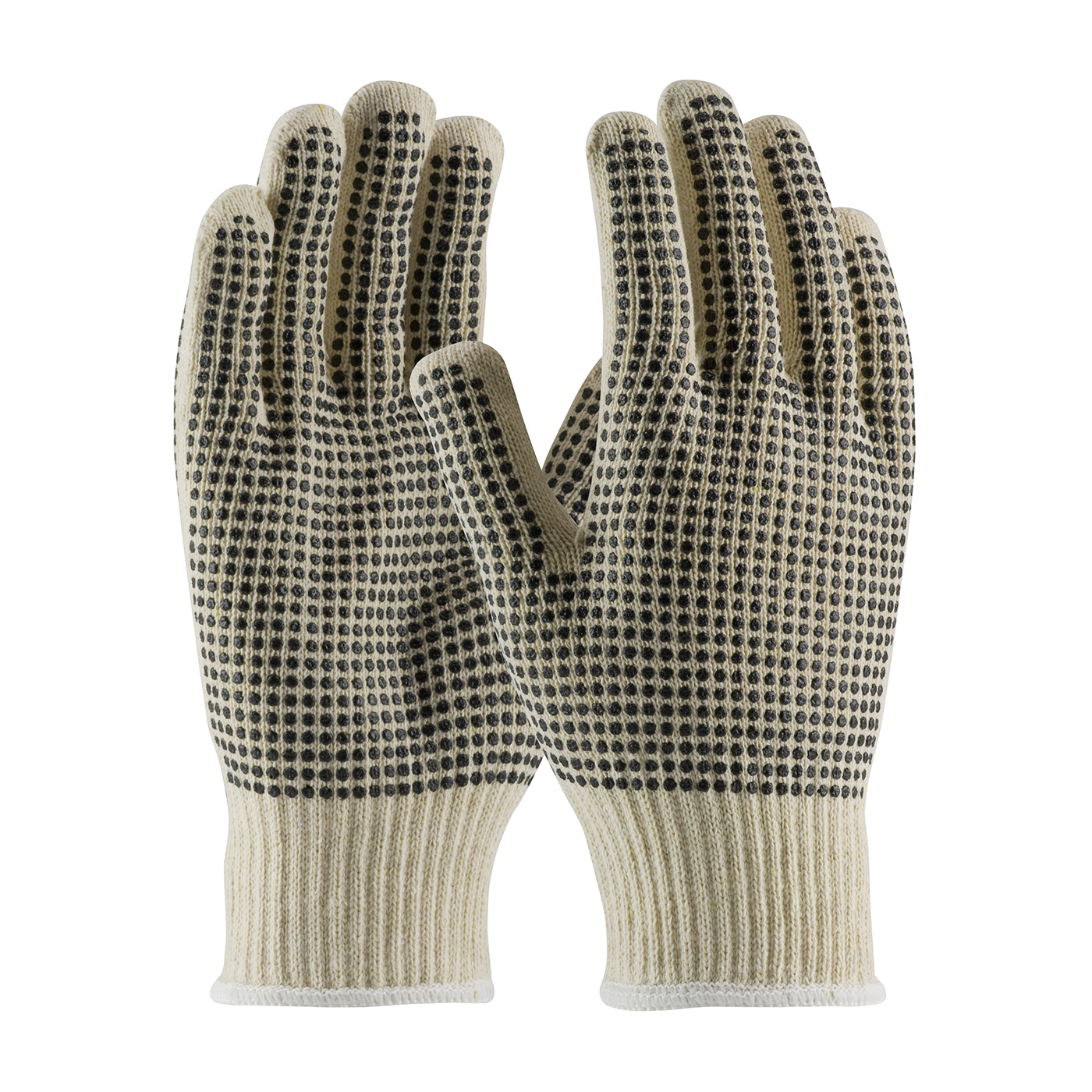 SEAMLESS KNIT COTTON / POLYESTER GLOVE WITH DOUBLE-SIDED PVC DOT GRIP - 10 GAUGE